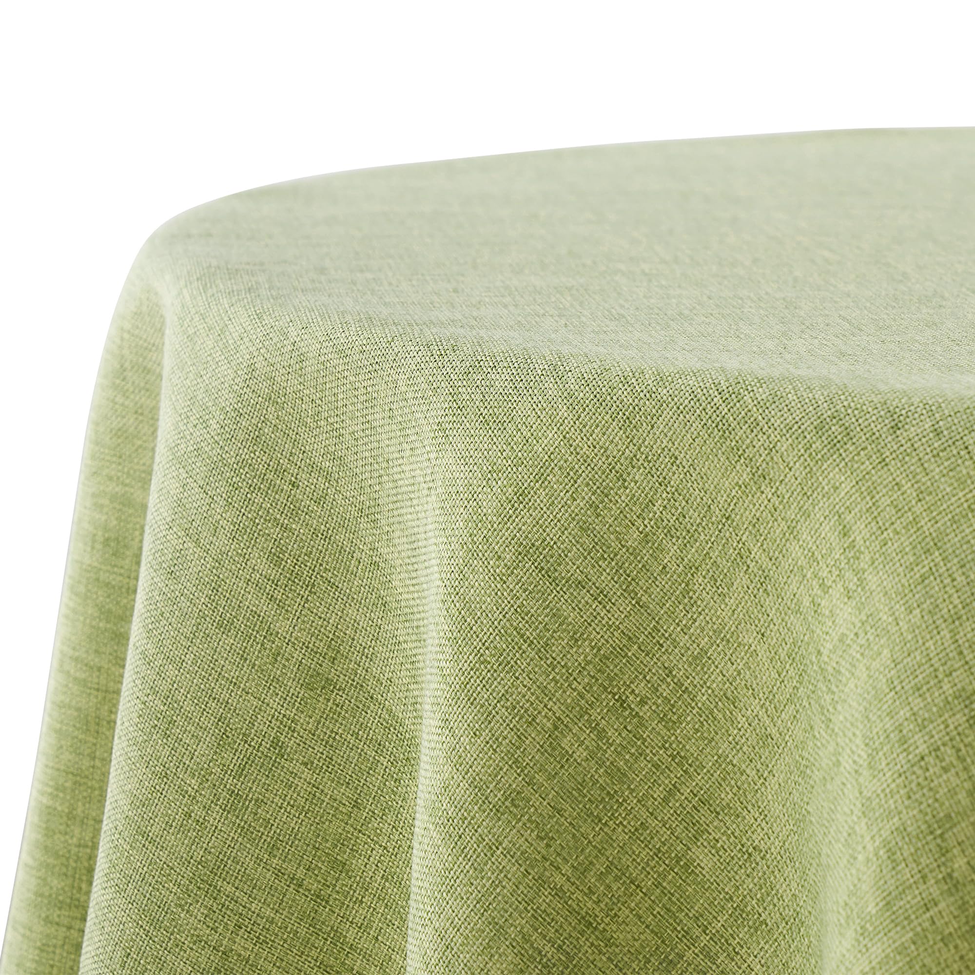 Decomira Mantel de Mesa Redondo Aspecto Lino - Repelente al Agua, Antimanchas, Lavable - como Mantel de Jardín o para Mesa de Comedor - Verde - 200 cm Redondo