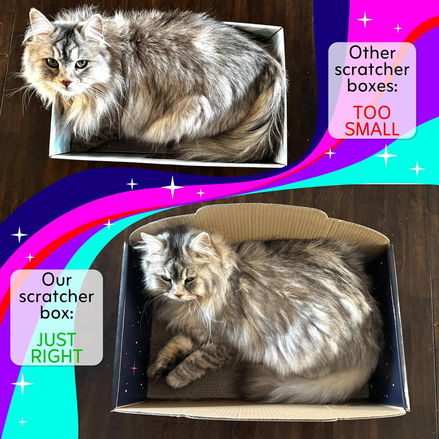 UFO Cat Scratcher Box for Indoor Cats, Extra Large 20" Cardboard Scratcher House with Reversible Pad, Enclosed Cat Lounge for Large Cats, 20 x 12 x 6 in