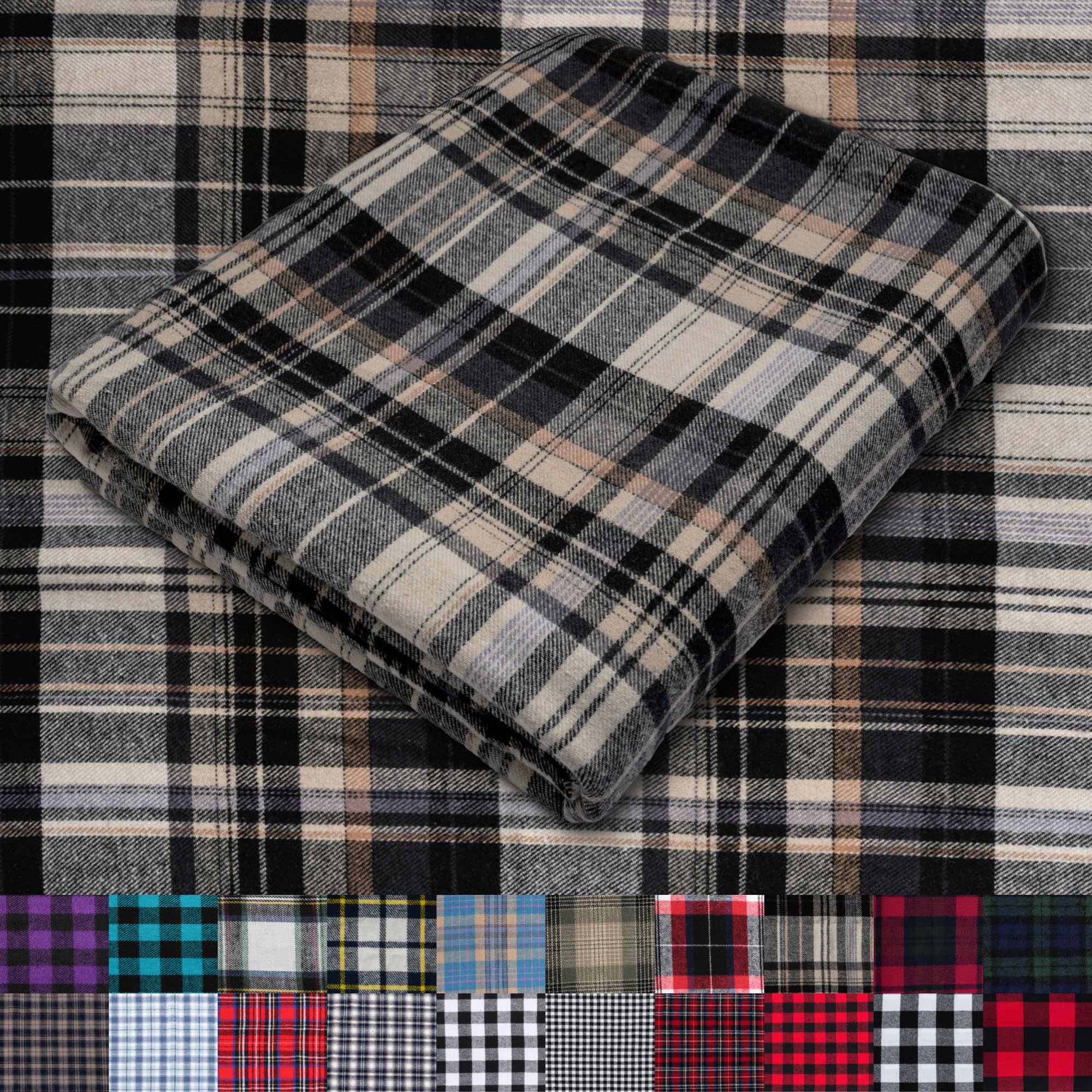 Pico Textiles 1 Yard Blue and Green Blackwatch Tartan Plaid Flannel Fabric - 60" Wide - 100% Cotton - Sold by The Yard - for Shirts, Scarves, Pajamas & Receiving Blankets — view 63