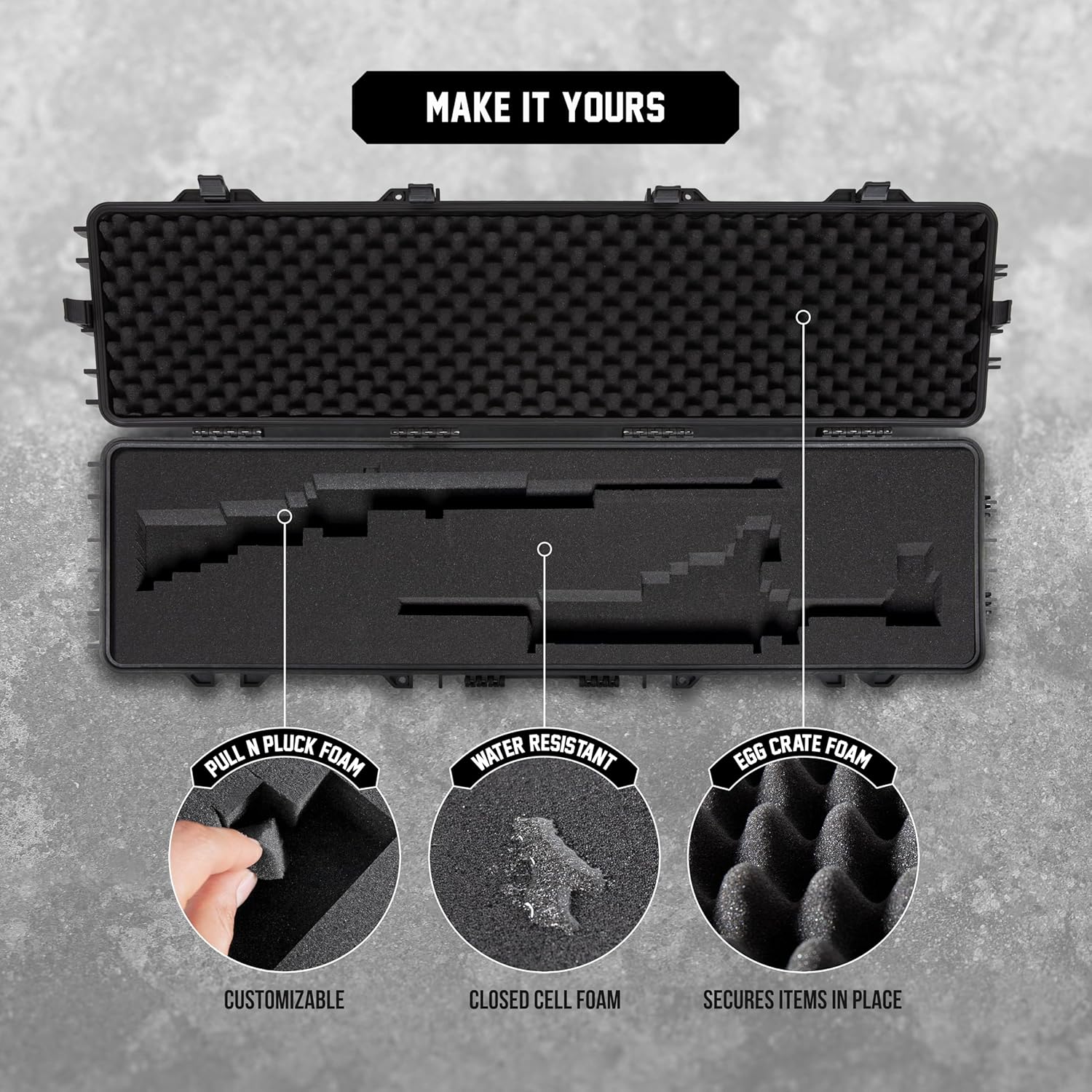 Durabox All Weather Hard Case – TSA Approved Rifle Case with Customizable Foam, Ergonomic Handles - Waterproof Travel Cases for Rifles, Guns, Shotguns, Ammo, Scopes & Gear