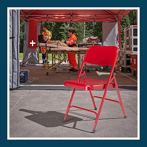 Miniatura 12 de OEF Furnishings Serie OEF200 Sillas plegables de acero resistentes de alta resistencia, sillas de metal de grado comercial con soportes dobles,