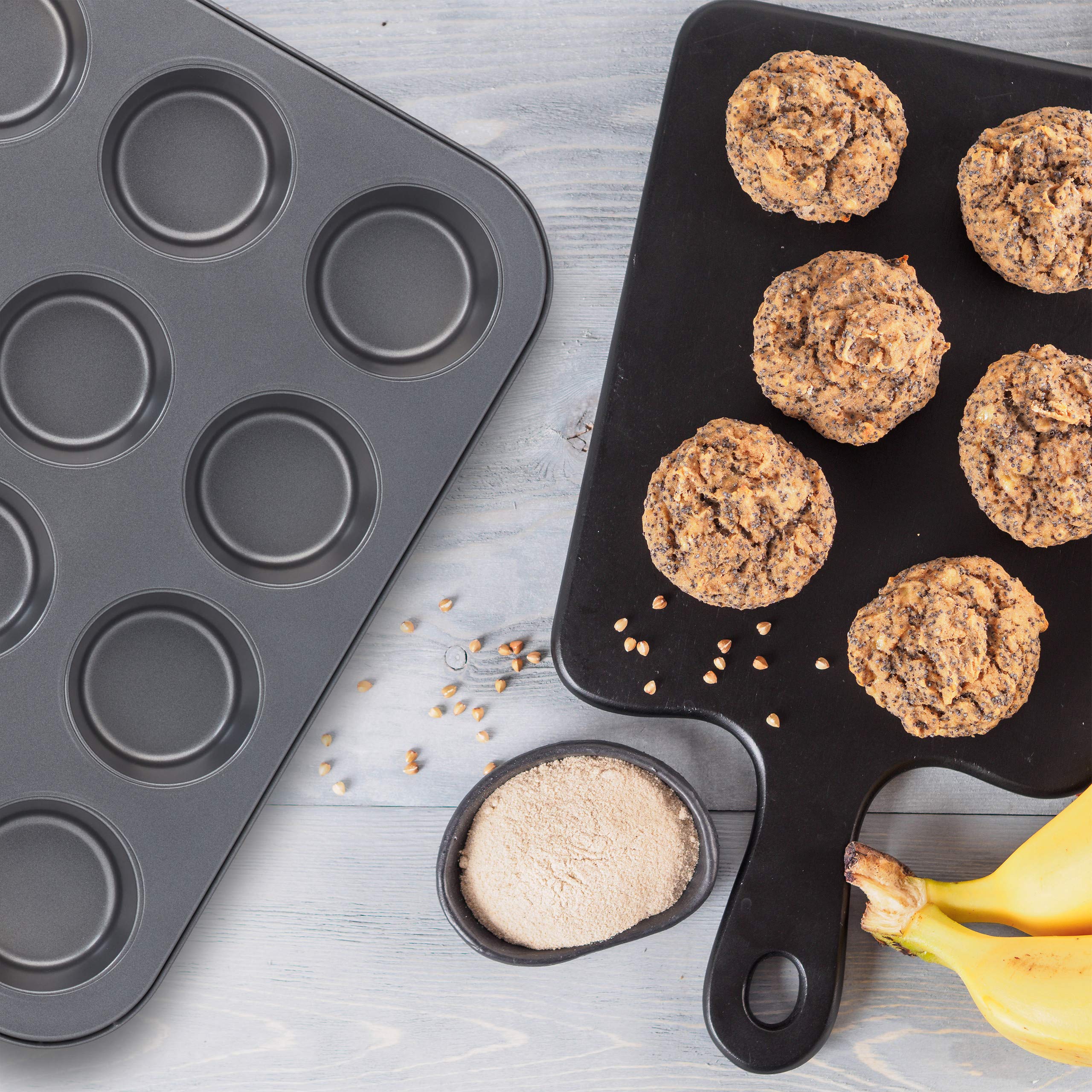 Set di 4 Stampi per Muffin, 12 Formine, Teglia per Cupcake Antiaderente