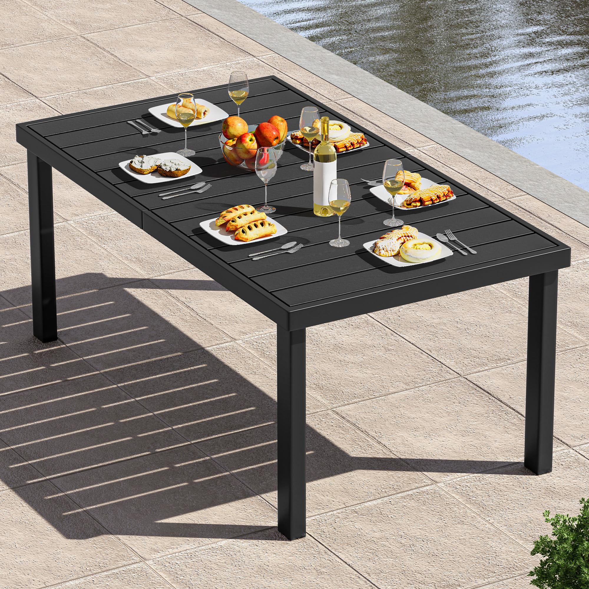YITAHOME 55" Aluminum Patio Dining Table for 6 - Black