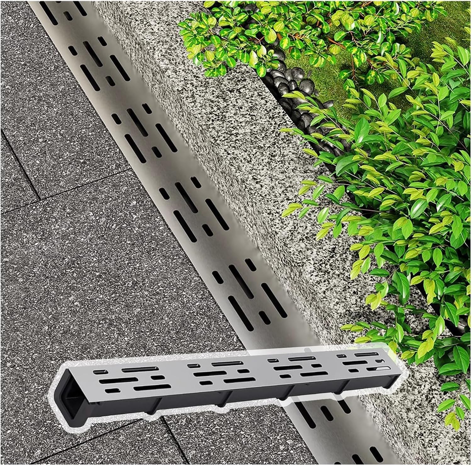 Canal de drainage en U avec grille en acier inoxydable pour eau de pluie