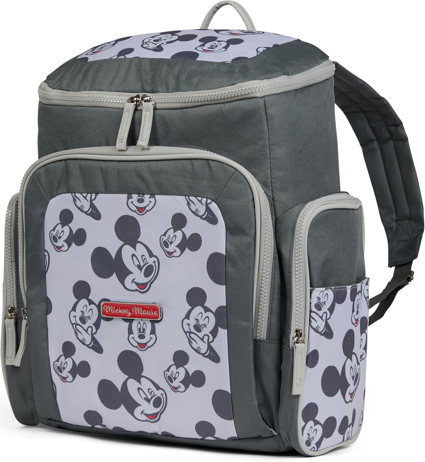 Disney Diaper Bag Backpack with Changing Pad Mickey Mouse – 16” Nylon Baby Bag for Parents, Insulated Bottle Holders, Multiple Storage Pockets