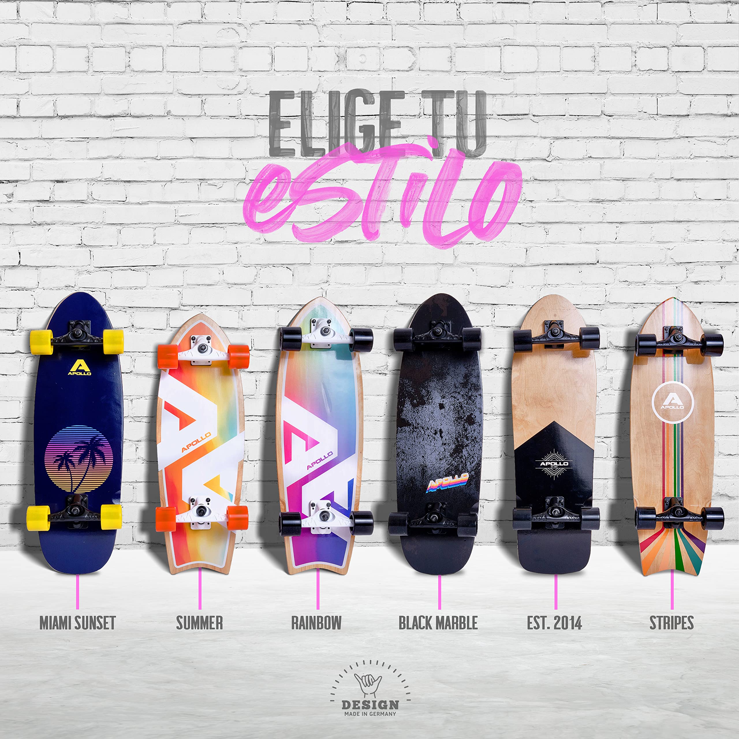 Apollo Surf Skate para Niños a Partir de 6 Años | Mini Longboard Cruiser para Niños | Mini Skate Cruiser para Entrenamiento de Surf | Carving y Pumping | Ejes Surf Skateboard Adulto