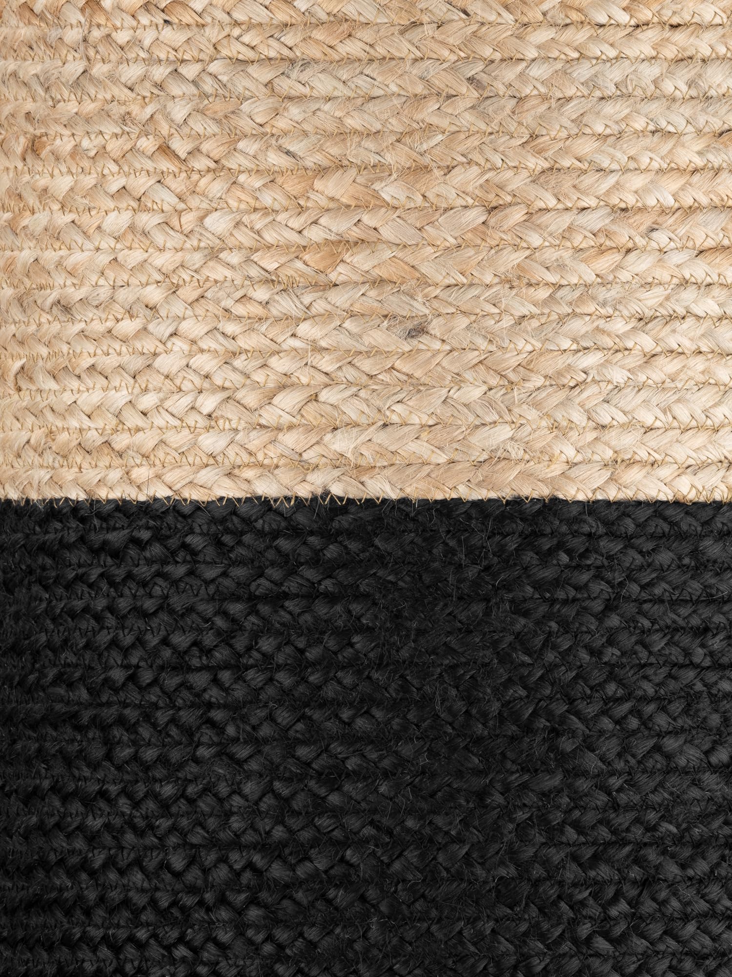 Hanse Home Jutta Pouf in iuta naturale, forma cilindrica in stile bohémien, sgabello, pouf, pouf per soggiorno, sala da pranzo, corridoio - oro naturale, nero, 40 x 40 x 40 cm