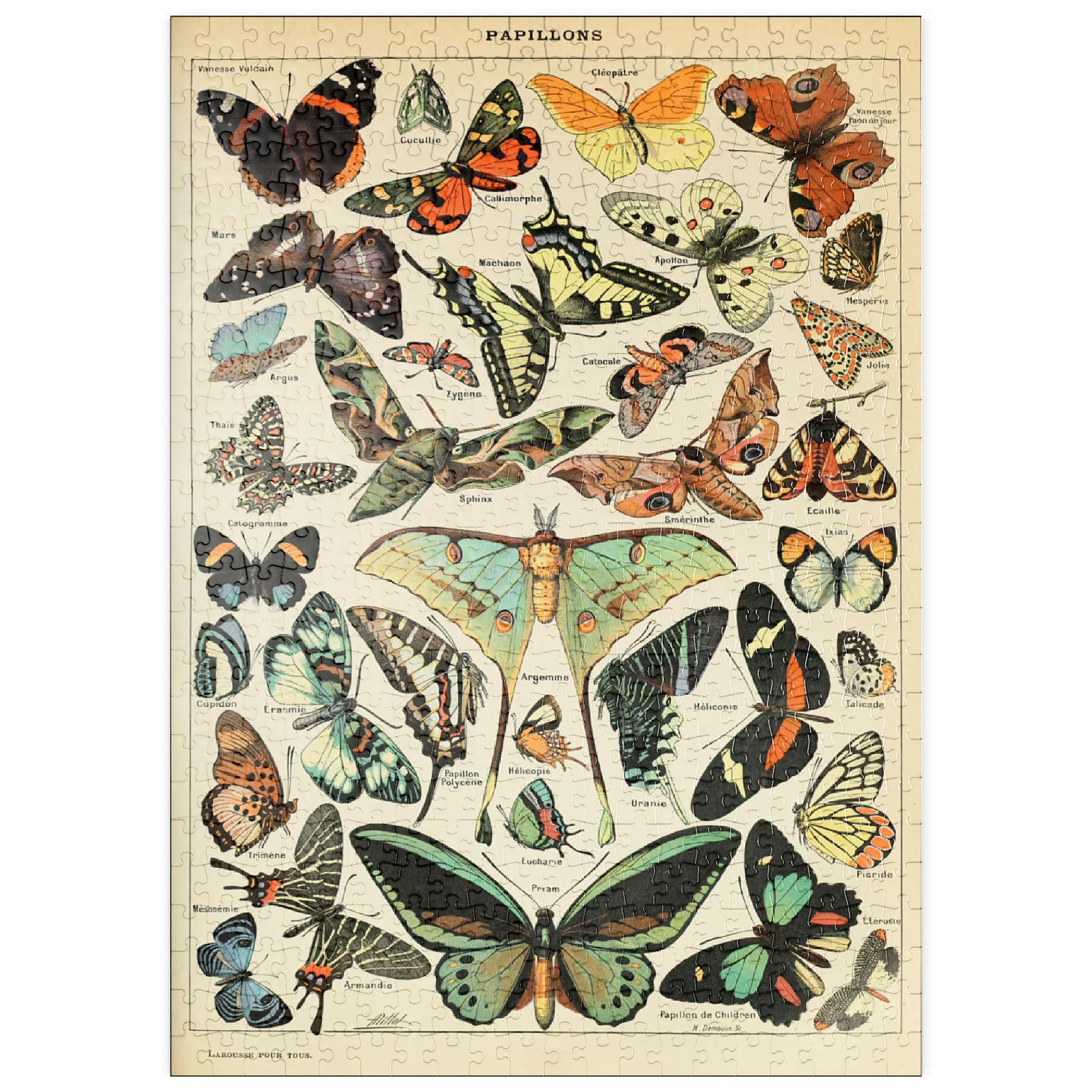 Papillons, Butterflies for All Vintage Art Poster, Adolphe Millot, Premium 500 pieces Puzzle
