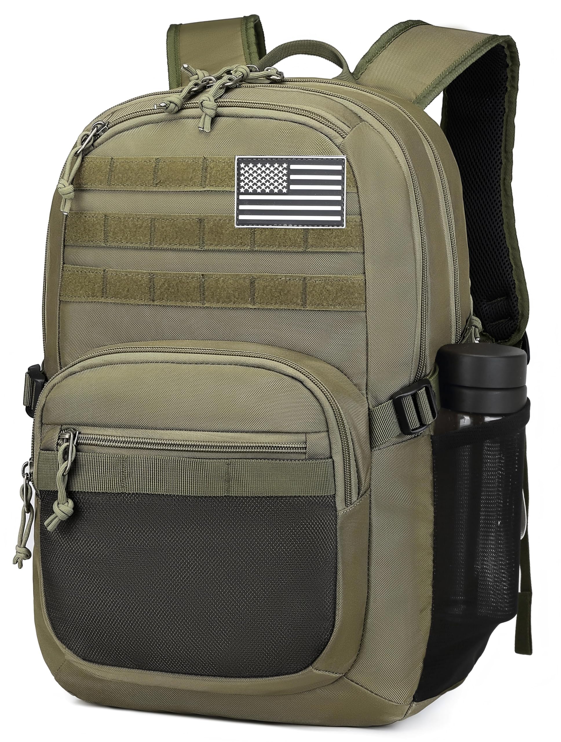 Military Tactical Backpack for Men Army 3 Days Assault Pack Bag with Molle System for Outdoor Adventures (Military green, 25L)