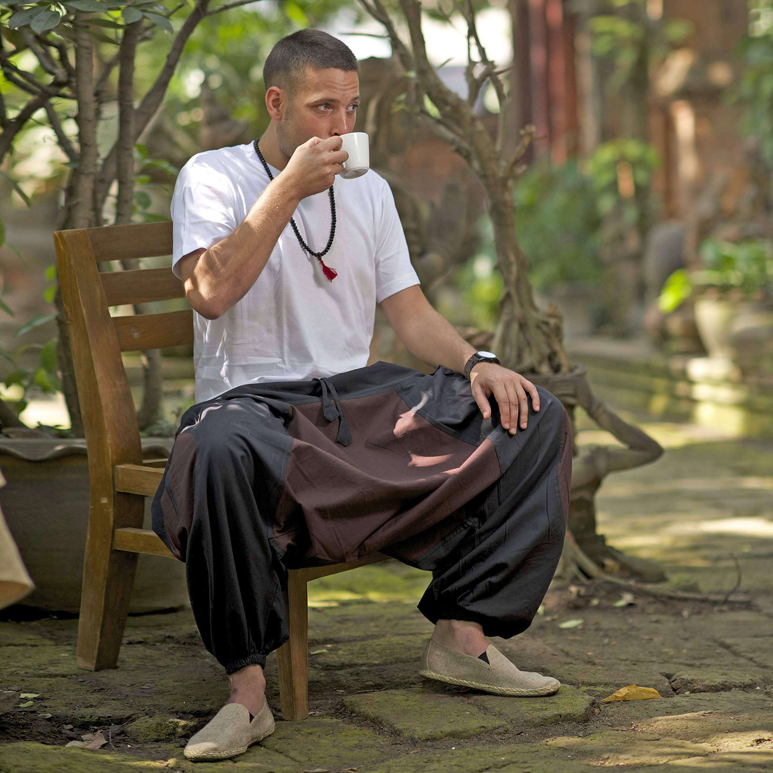 virblatt - Haremshose Herren & Haremshose Damen | Baumwolle | Aladinhose Goa Hose Hippie Hose Pumphose Pluderhose Yoga