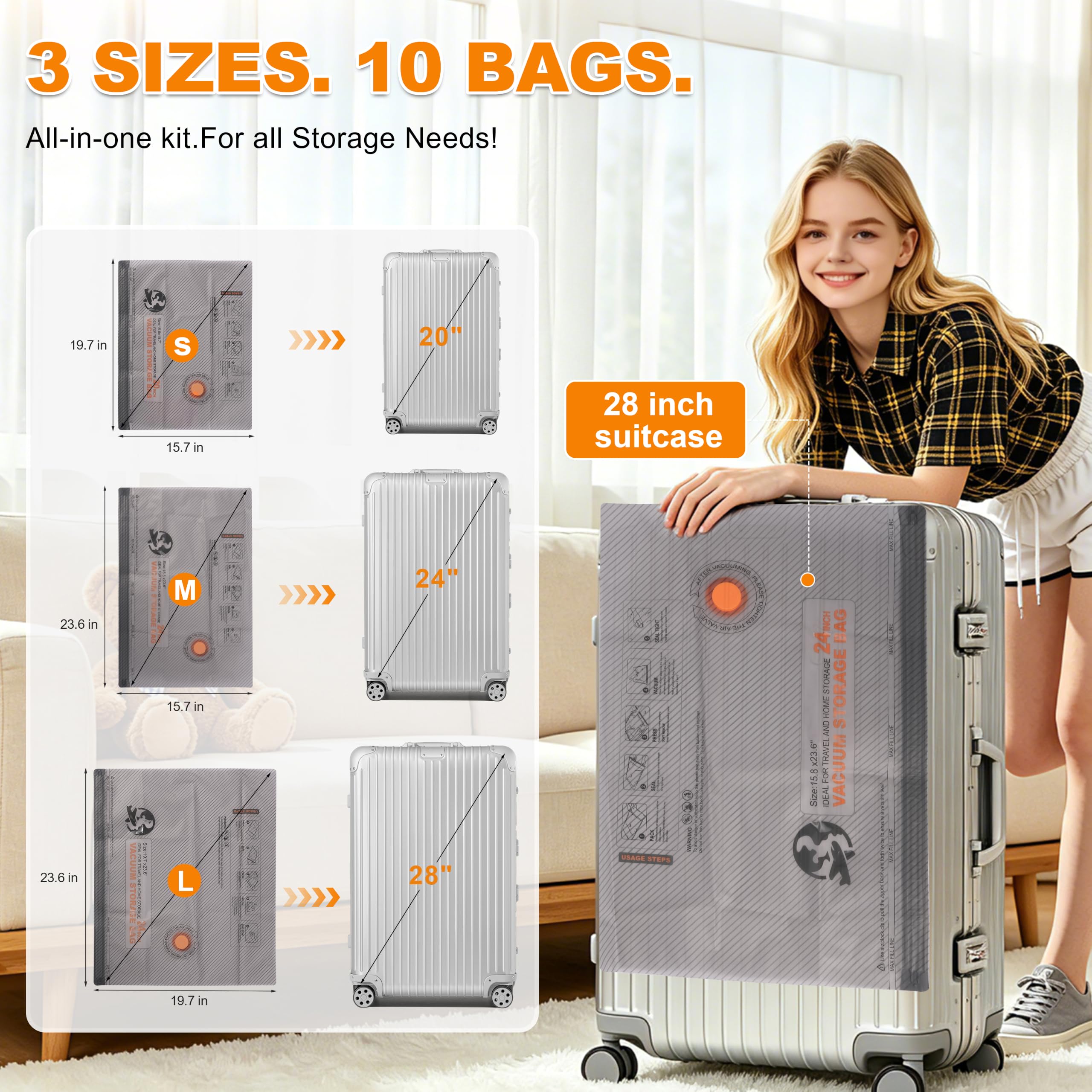 Reise-Kompressionsbeutel mit wiederaufladbarer elektrischer Pumpe, 14-teiliges Set, Vakuumbeutel für Gepäck und Koffer, Bonus Schuh-, Wäsche- und Kulturbeutel, spart 80 % Platz, ideal zum Verpacken