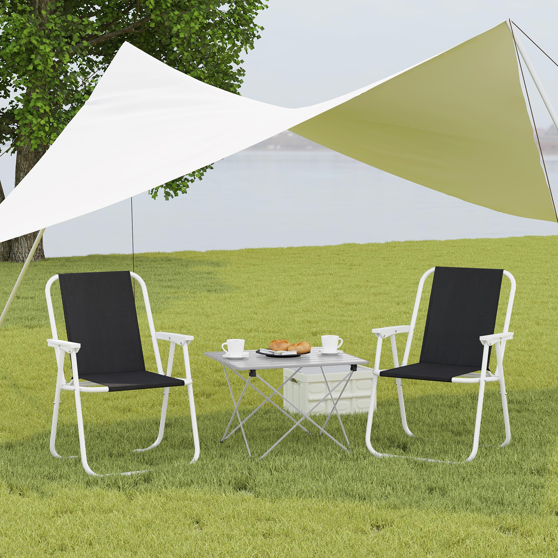 WOLTU Tavolo da Campeggio in Alluminio Tavolino Pieghevole Portatile Salvaspazio e leggero per Picnic 56x46x40 cm Argento