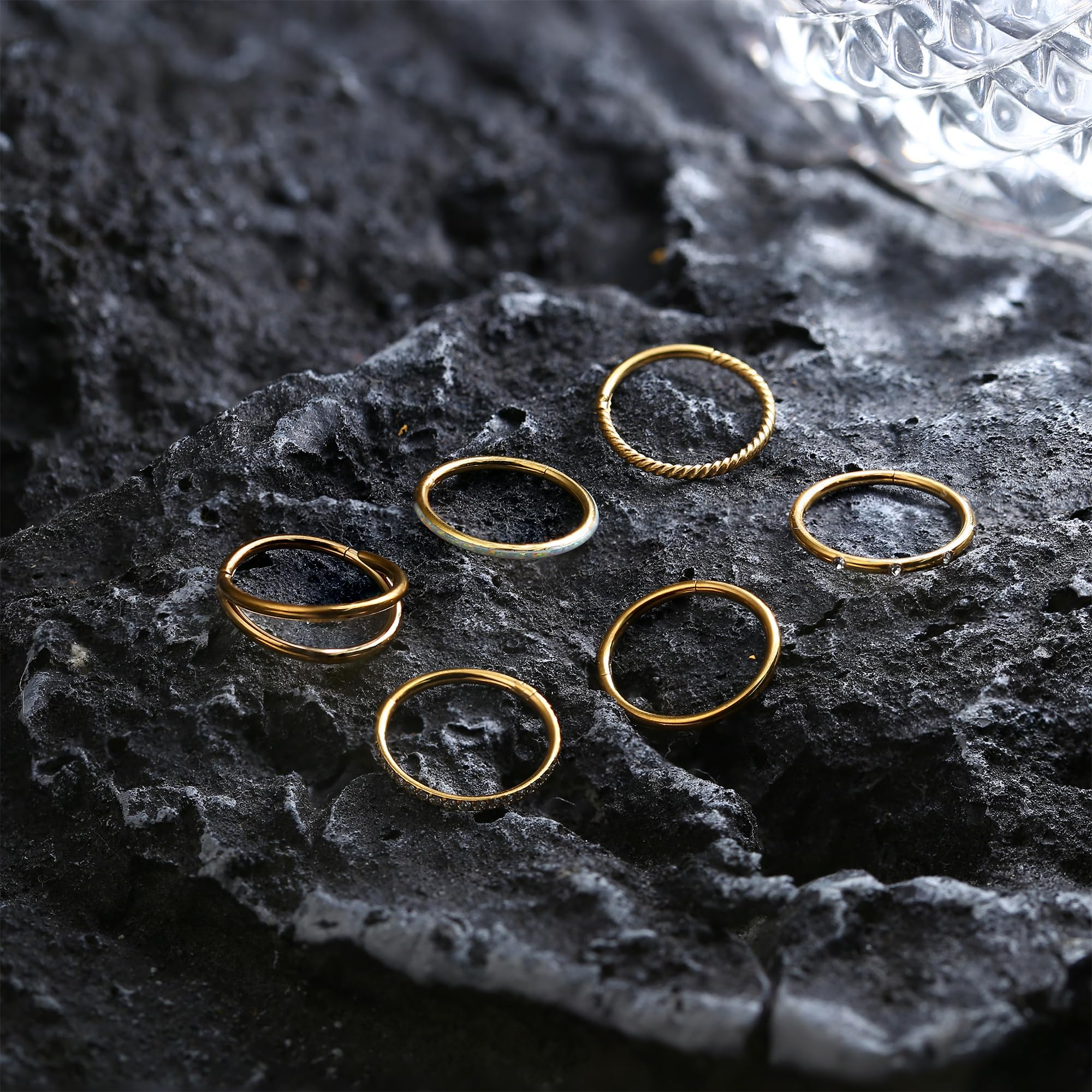 ZXLIHS 18G kolczyki w nosie ze stali chirurgicznej Hoop dla kobiet mężczyzn mały opal CZ Clicker na zawiasach Piercing przegrody biżuteria warga Helix chrząstka muszla Tragus Rook Daith kolczyki