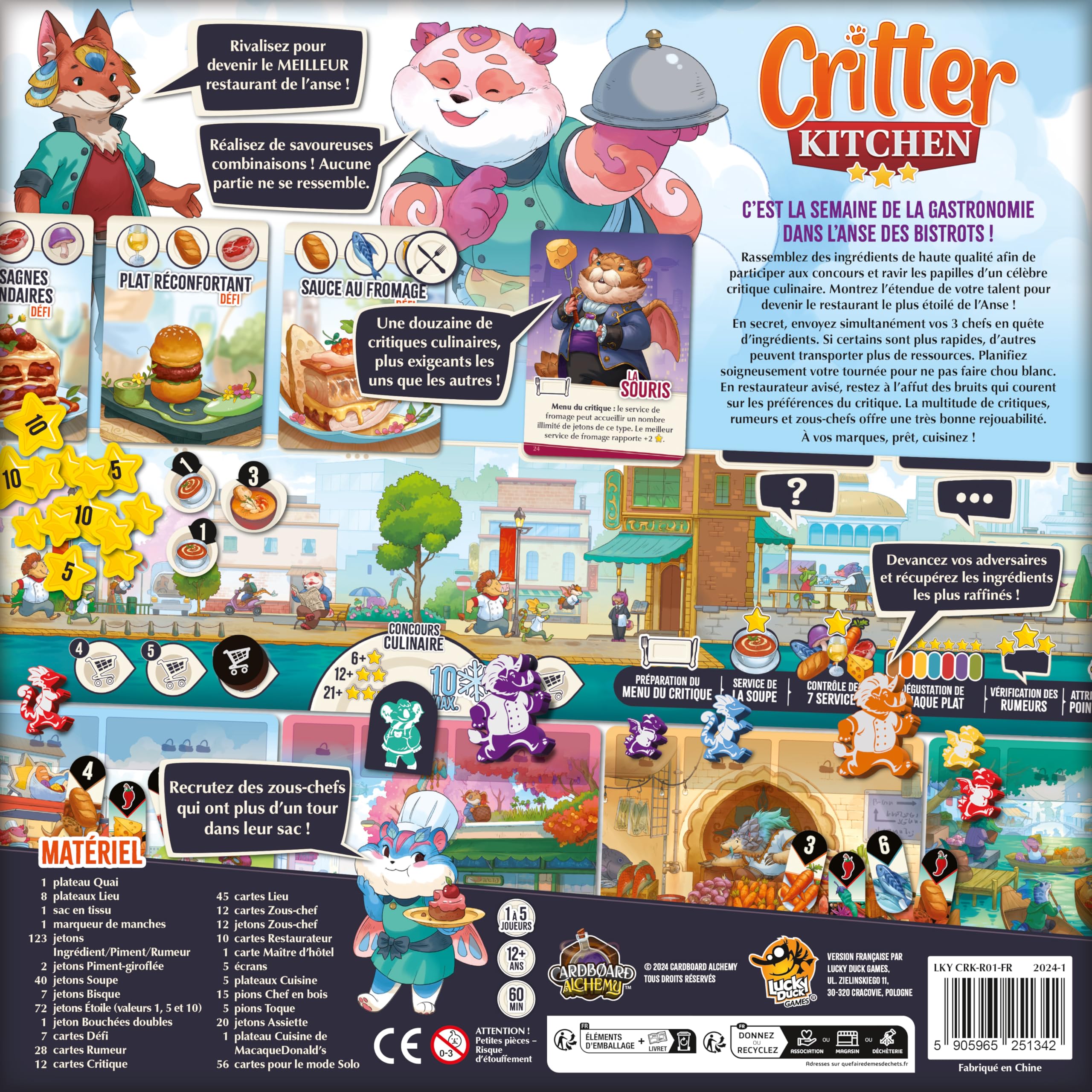 LUCKY DUCK GAMES Critter Kitchen - Juego de Mesa de Cocina estratégica para Adultos y niños a Partir de 12 años + Juego de Mesa - Gestión de recursos - 1 a 5 Jugadores - 60 min - en francés