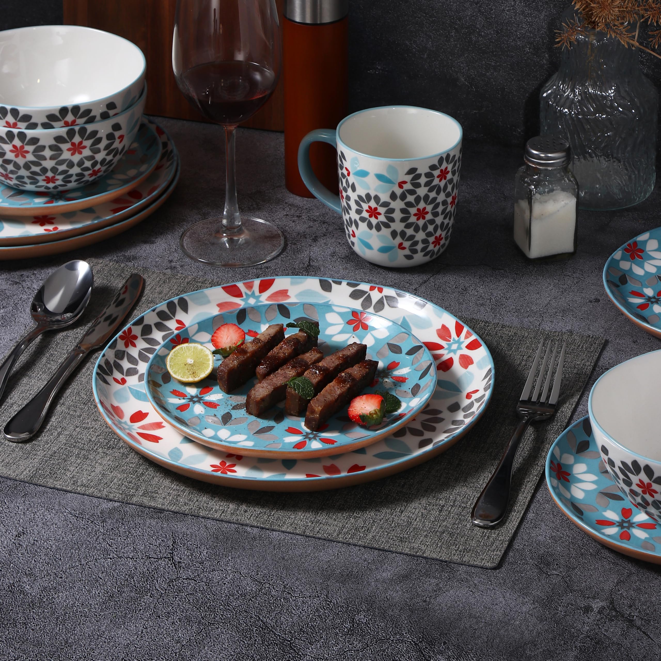 Amazon.com | Lorren Home Trends Bone China 16-Piece Dinnerware Set