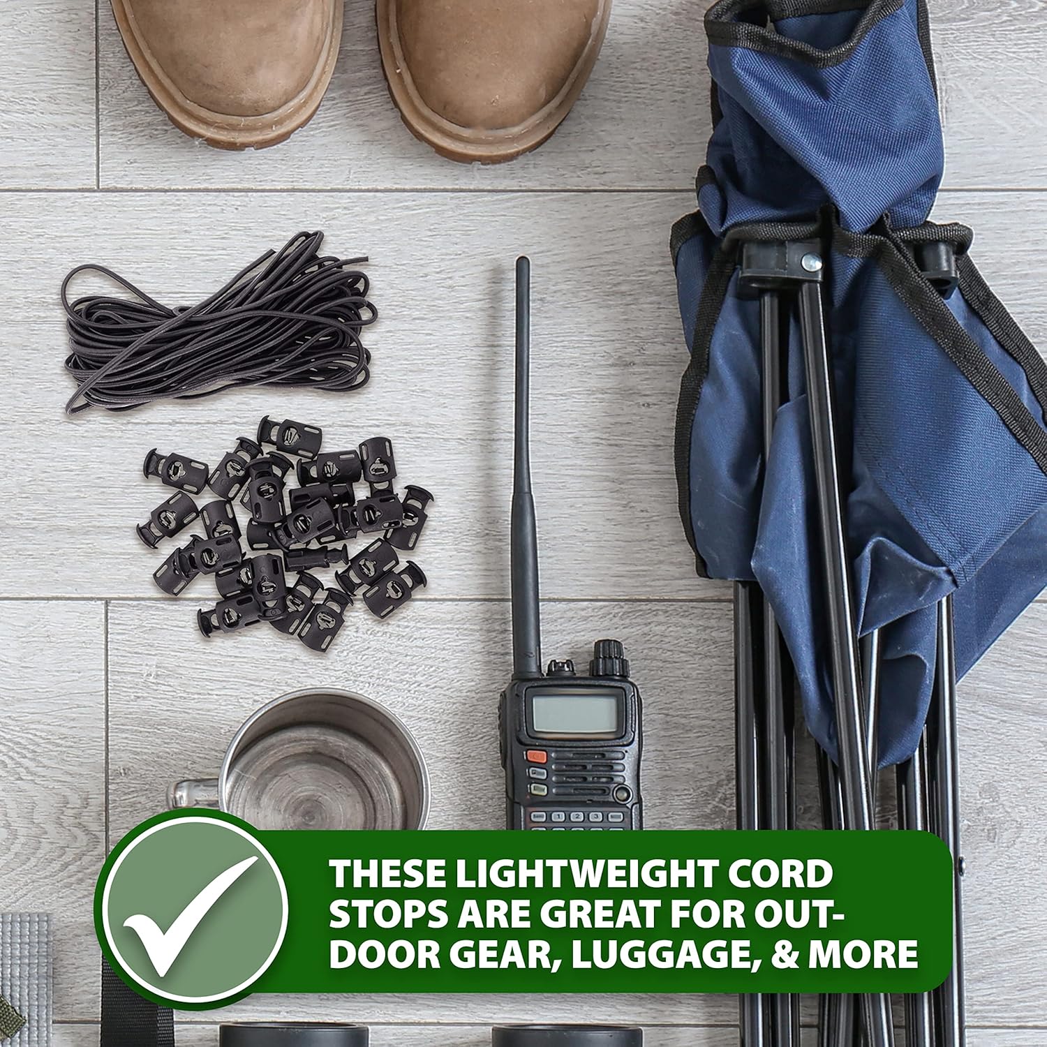 Mandala Crafts Brown Shock Cord & Plastic Cord Locks for Elastic Drawstring Clips - Bungee String & Spring Toggle Cord Ends Stopper Clamps for Shoelace Paracord - Image 7