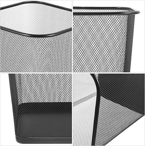 Miniatura 9 de Botes de basura de metal grandes de metal, cubo de basura cuadrado de estilo moderno, contenedor de almacenamiento redondo para baño, dormitorio,