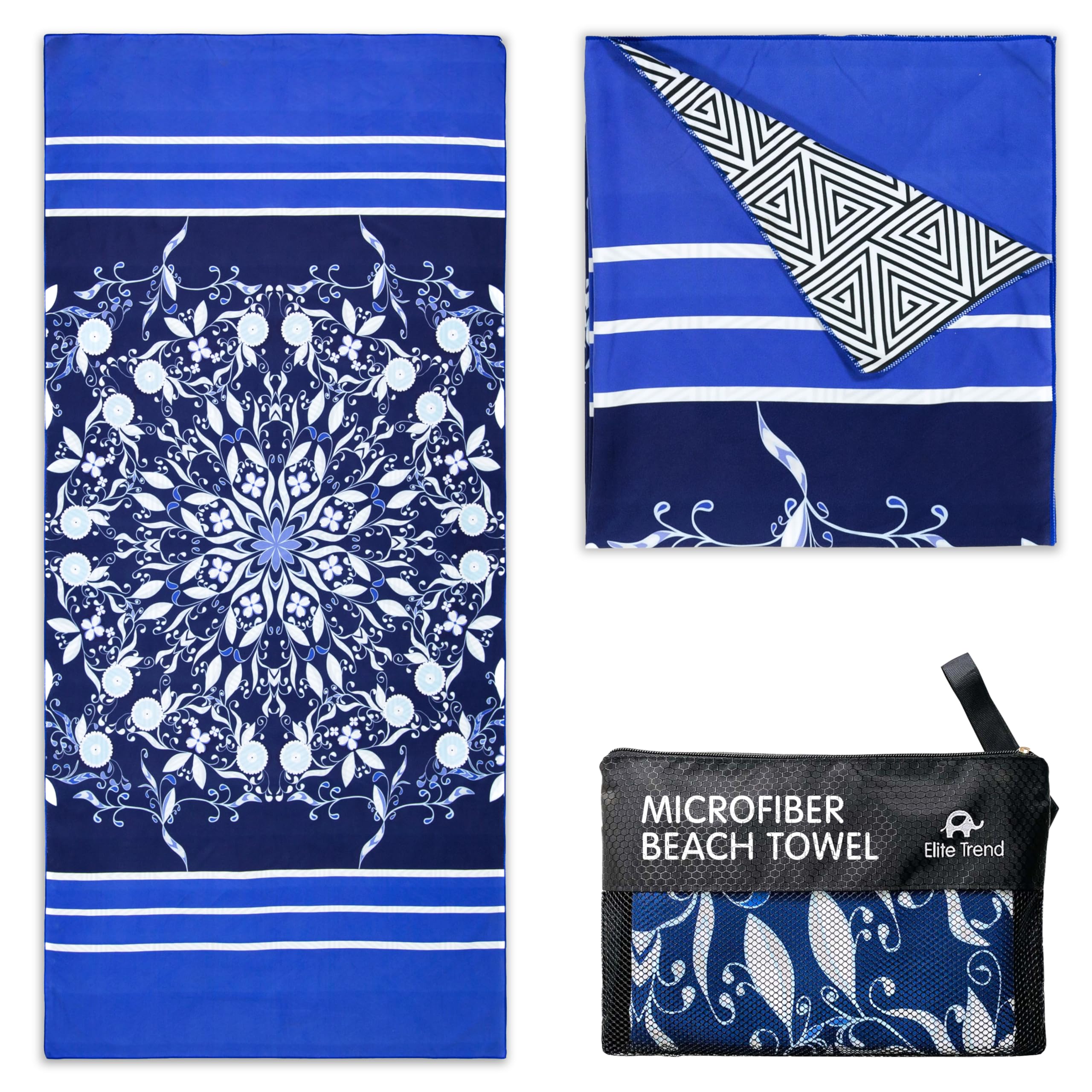Elite Trend Ręcznik plażowy z mikrofibry do podróży - ponadwymiarowy XL 188 x 80 cm, szybkoschnący, lekki, szybkoschnący ręczniki, bez piasku