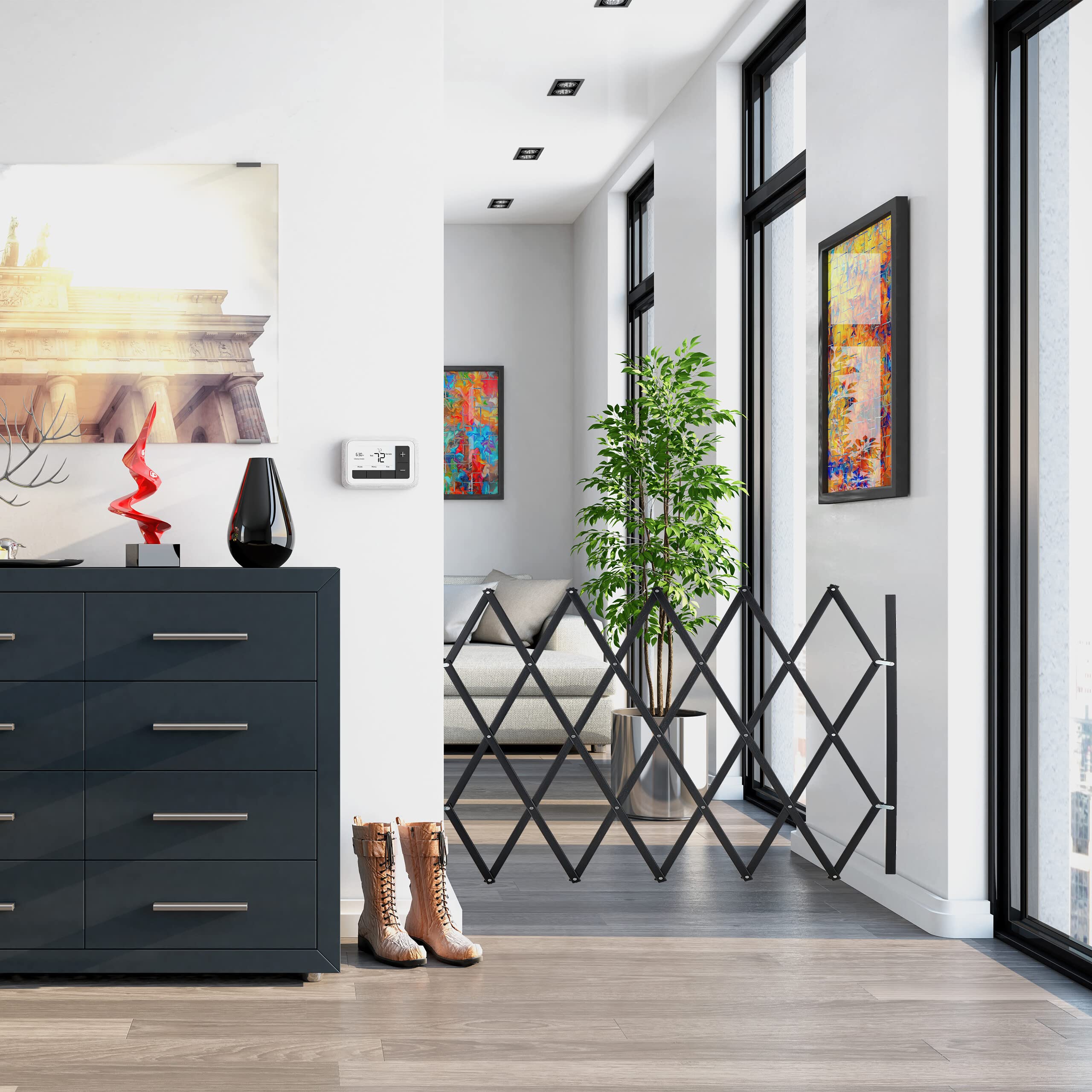Relaxdays barierka bezpieczeństwa dla psów, do 130 cm, 87,5-100 cm wysokości, Bambus, schody i drzwi, czarna