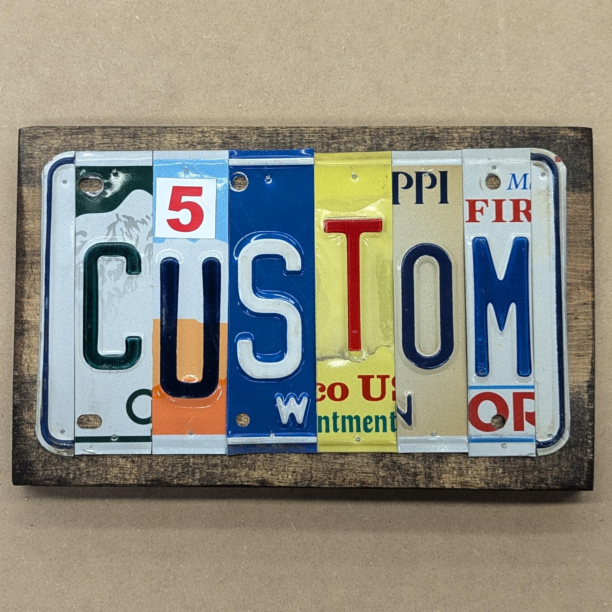 Custom Made License Plate Letter Signs - Spell Out Your Words with Personalized Decor for Home, Office, or Unique Gifts - Vintage Style Wall Art