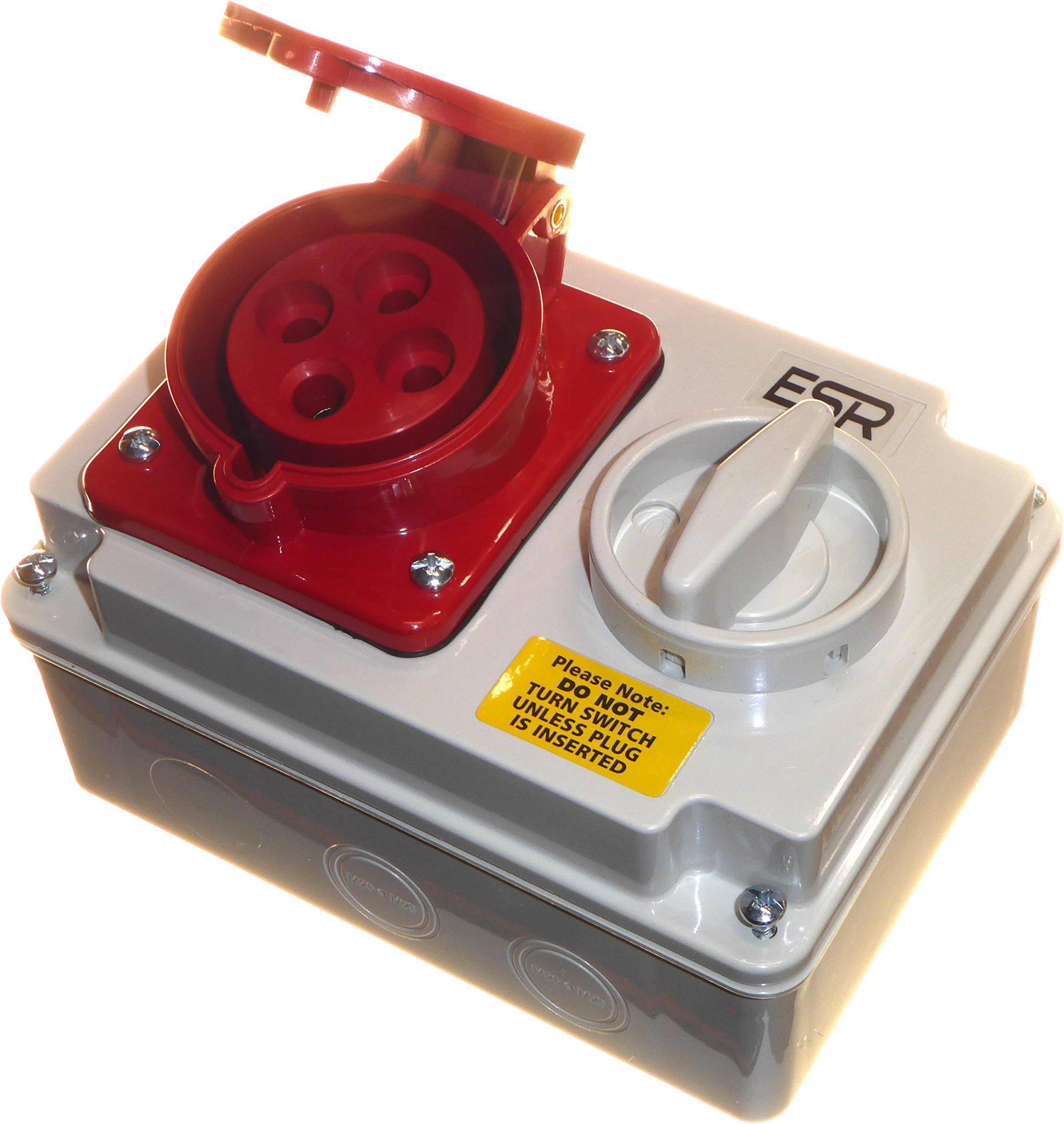 32 Amp 415V 4 Pin Interlock Socket Switched 3P+E 3 Phase Red