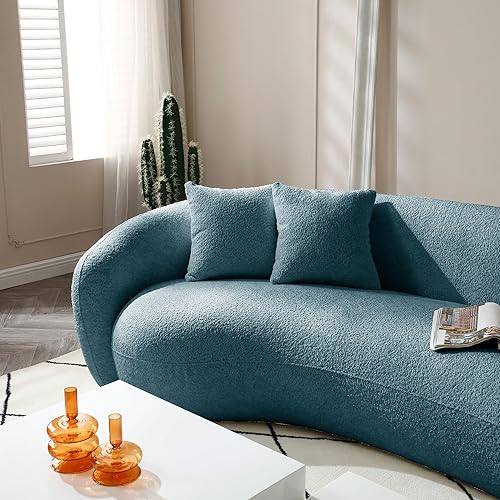 Miniatura 8 de Sofá de felpa de 102 pulgadas, diseño de nube Boucle, moderno sofá modular de media luna, hermoso sofá curvo independiente para sala de estar,