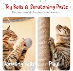 Arbre de chat, plancher à plafond Tour de chat Hauteur réglable[92-102 pouces=234-258cm], 7 Arbre d'escalade Cat avec hamac, plates-formes et poteaux de scratching entièrement sisal pour les chats d'intérieur, gris clair