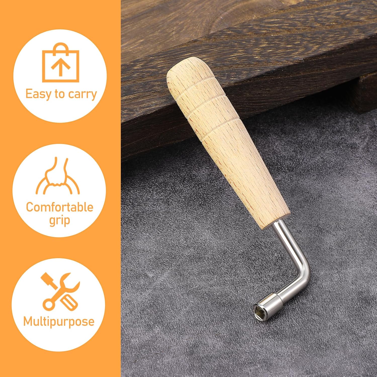 Lyre Tuning Wrench, 4mm/0.15in Lever Harp Wrench L-Shape Kantele