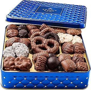 Chocolate Gift Basket - Chocolate Gift Box, Gourmet Food Gifts Prime - Assorted Treat Tray Tin for Men and Women- Kosher Hannukah Gift- Bonnie and Pop