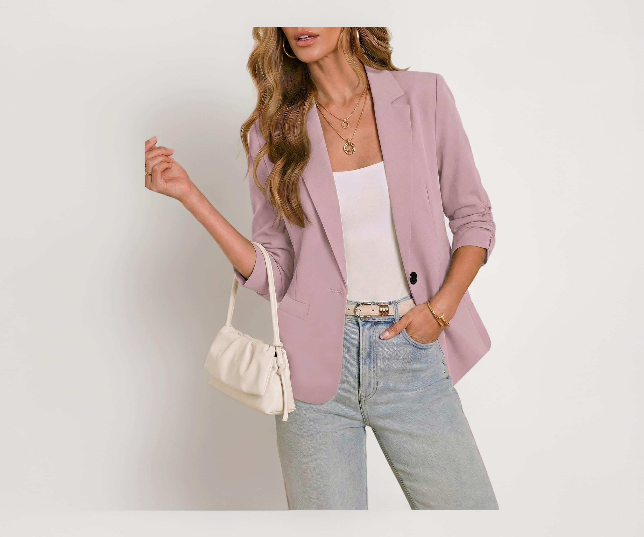 LookbookStore Blazers for Women Suit Jackets Dressy 3/4 Sleeve Blazer Business Casual Outfits for Work