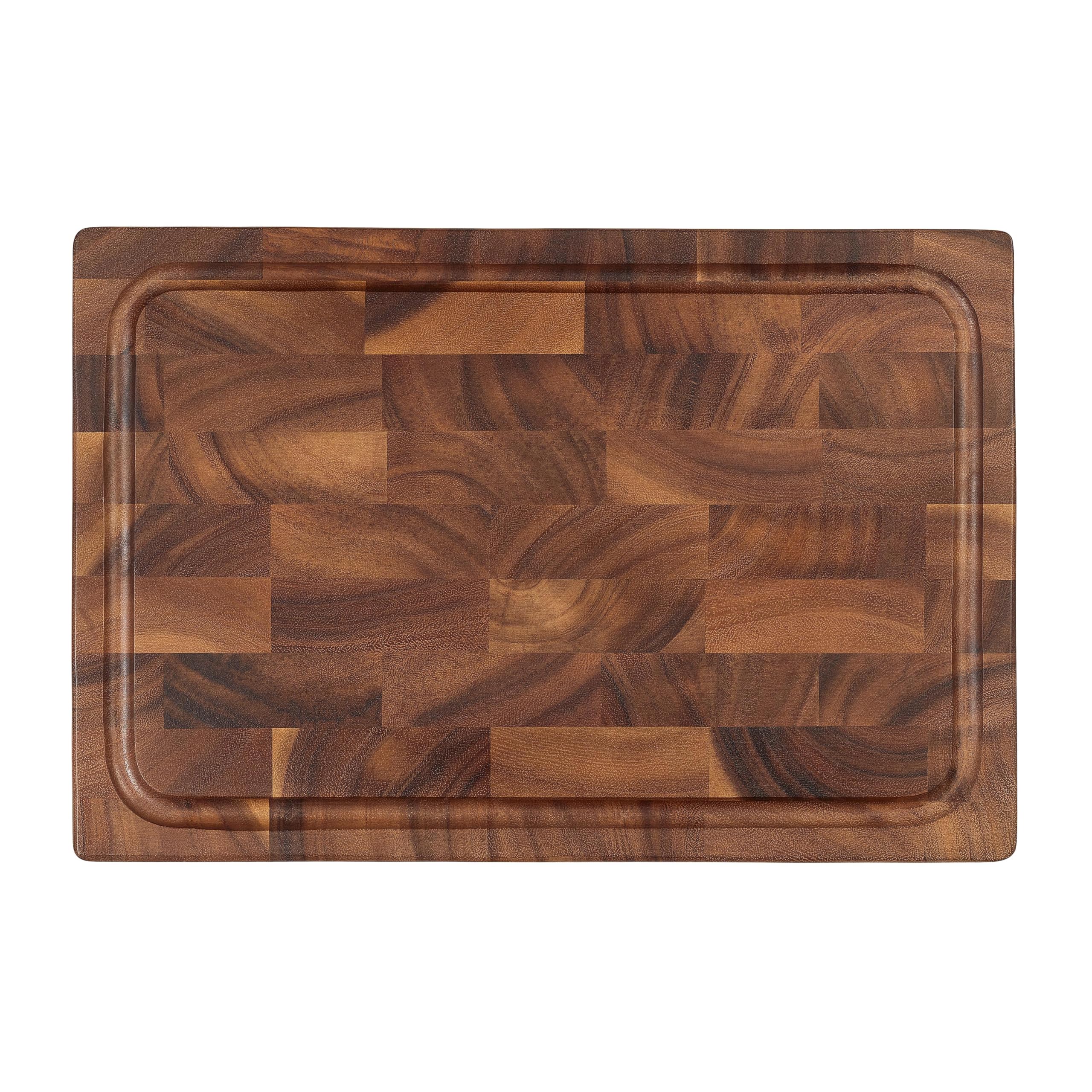 Tala Tabla rectangular de grano final con ranura para jugo, tablero de madera de acacia lacada de doble propósito, ideal para cortar, tallar y servir todos los alimentos y perfecto para presentar,