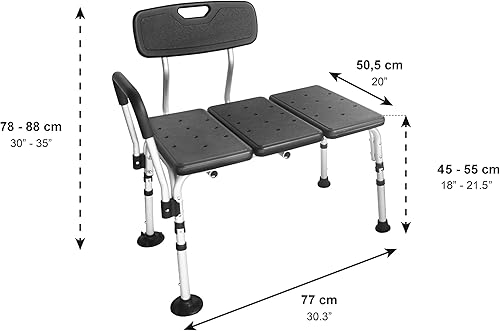 Miniatura 4 de PEPE - Shower Bench for Elderly and Disabled with Padded Armrest, Adjustable Tub Transfer Benches for Bathtubs, Non Slip Bath Bench Seat, Bathtub