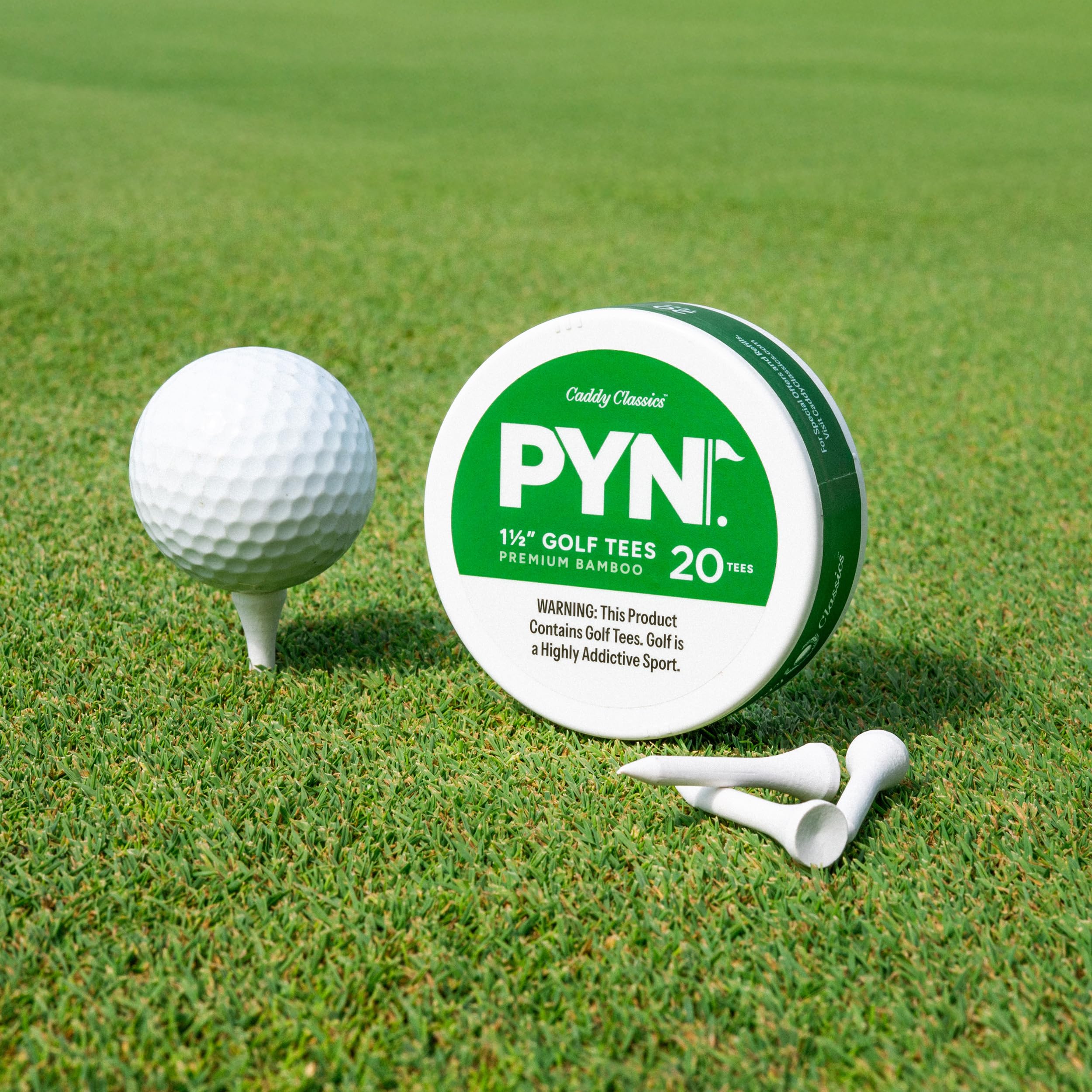 Caddy Classics PYN Golf-Tees – 3,8 cm Bambus-Golf-Tees – 20 Stück für Par 3 Löcher