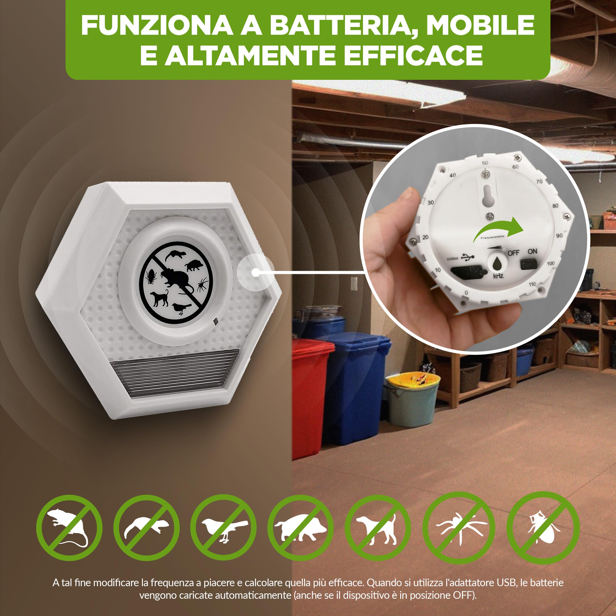 ISOTRONIC repellente topi ultrasuoni ratti dissuasore parassiti luce lampeggiante deterrente senza veleno trappola portata 100m² 1 unità efficace casa soffitta garage interno protezione difesa stop