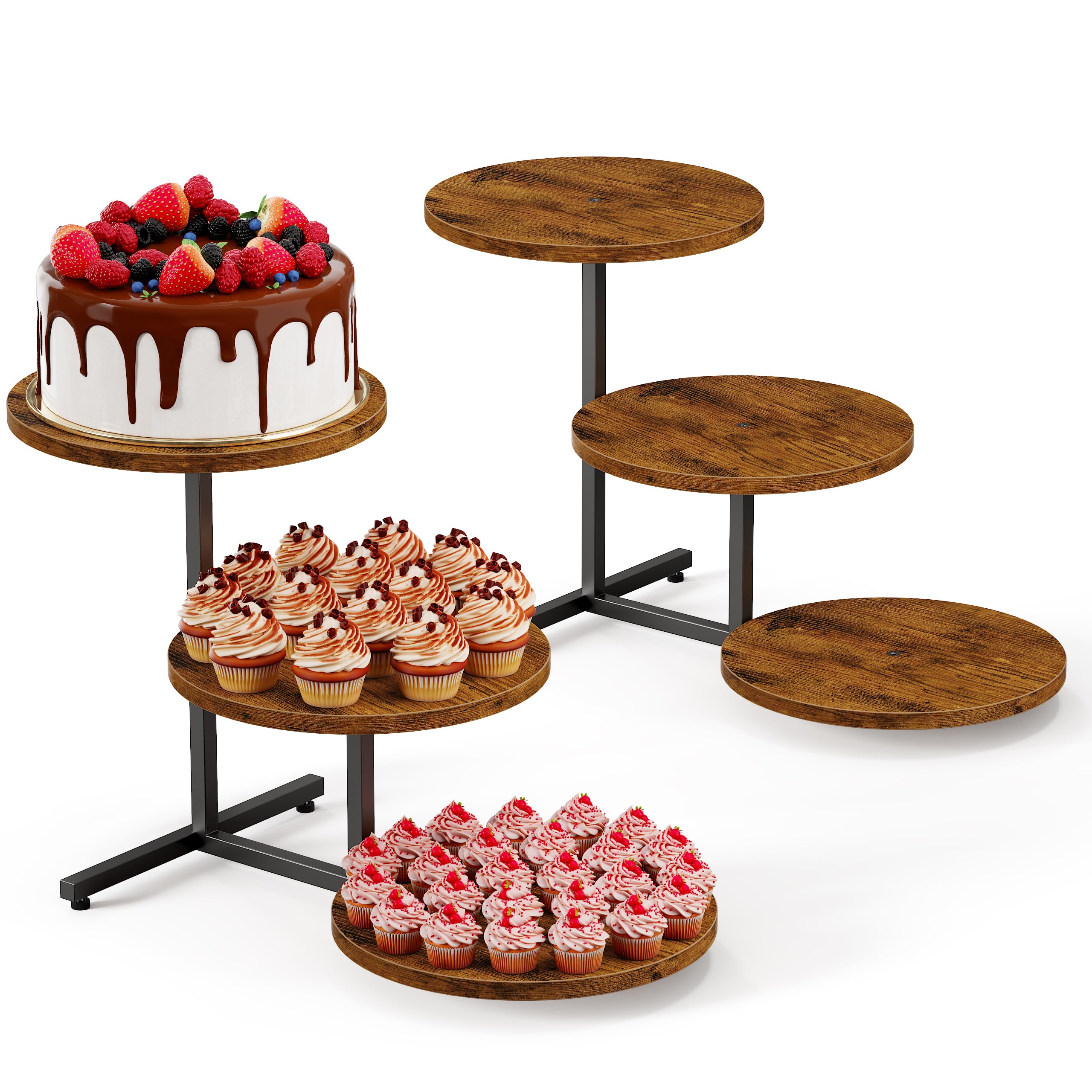 29,5cm Durchmesser Tortenständer, 2 Stück 3 Stöckiger Holz Cupcake Ständer für Cupcakes, Cupcake-Turm als Obstschale oder Tablett, Cupcake-Dessertturm für Mottoparty, Hochzeit, Nachmittagstee