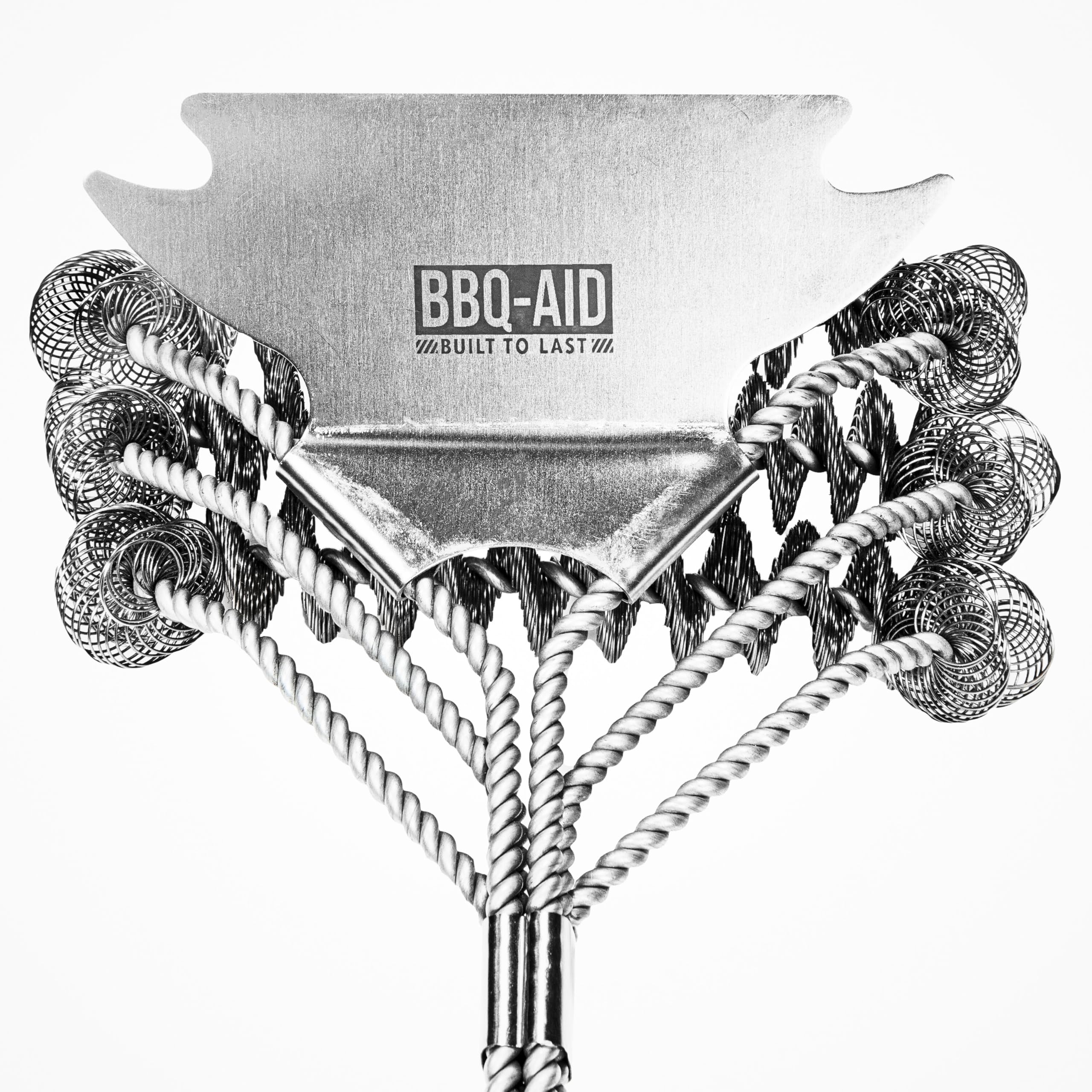 BBQ-AID Szczotka do grilla na zewnątrz, bez włosia, 45 cm, zestaw do czyszczenia grilla, bezpieczna szczotka i skrobak, ze stali nierdzewnej, do każdego grilla, akcesoria do grilla