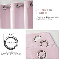 Vista 4 de OVZME Rhea Cortinas 100% opacas de 84 pulgadas de largo, 2 paneles burgo para sala de estar, cortinas opacas rosas con aislamiento térmico, cortinas