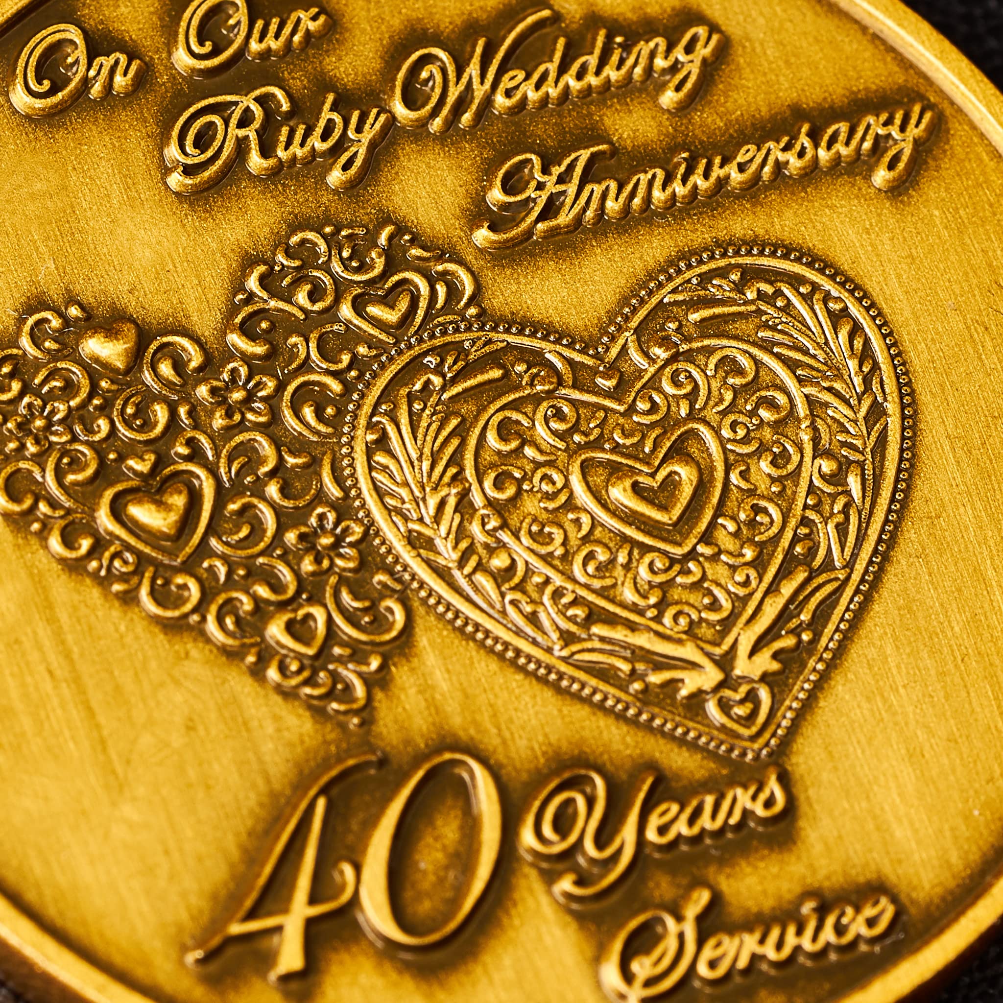 The Commemorative Coin Company Our 40th Ruby Wedding Anniversary Medal for Long/Distinguished Service and Bravery in the Field. Gift/Present Husband/Wife/Partner/Couple - Image 3