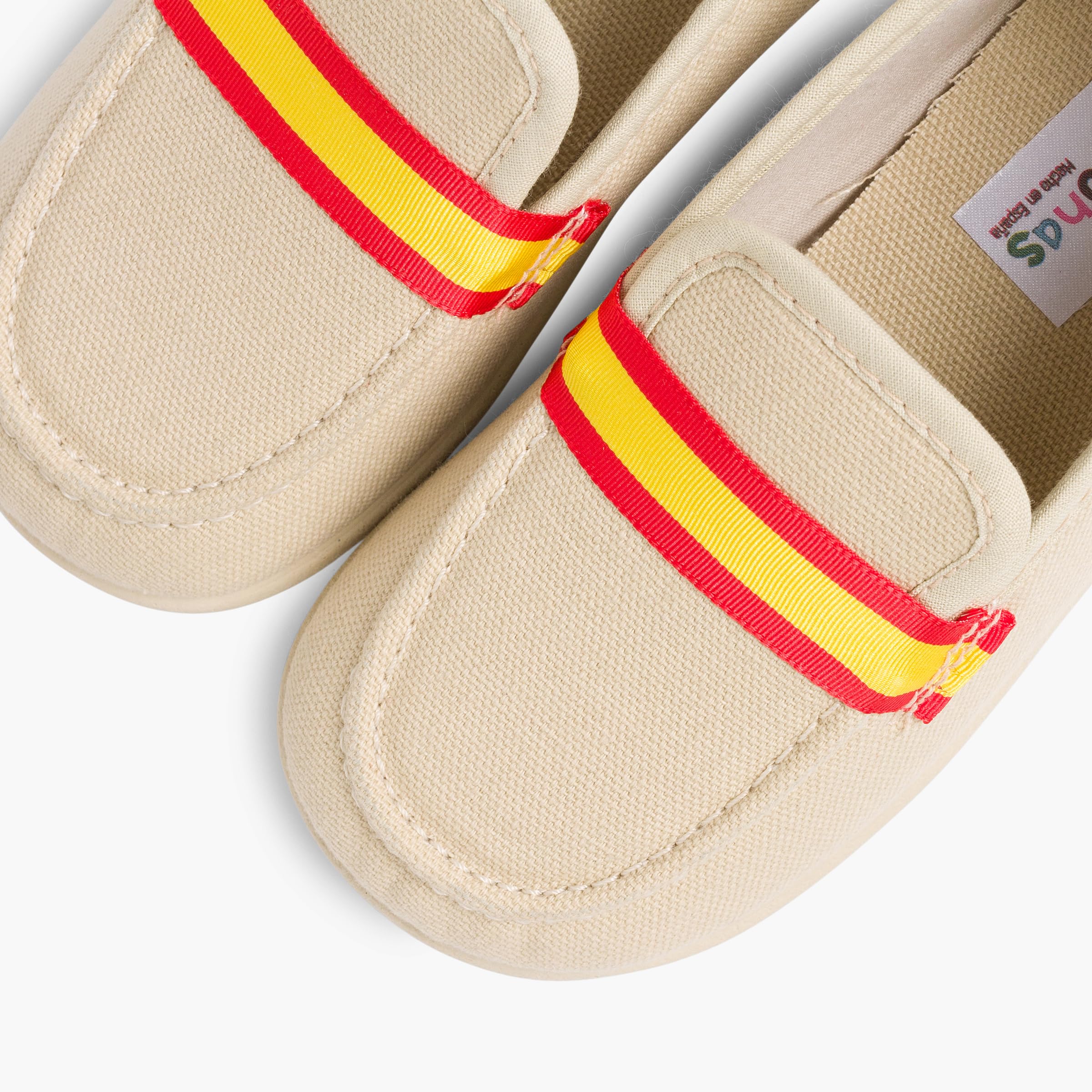 Pisamonas Mocassins Grandes Tailles en Toile avec Bandes de Couleurs