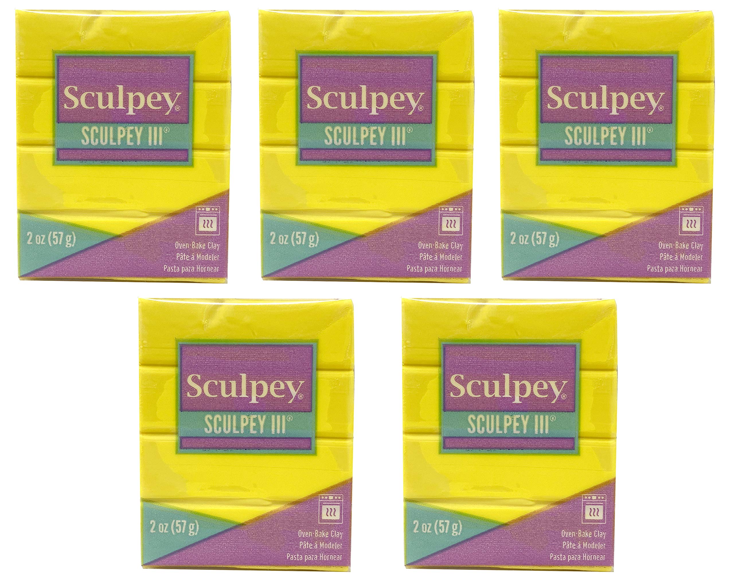 Argile Polyforme Sculpey III jaune S302-072 anti-fissure lot de 5 pour modelage réussi