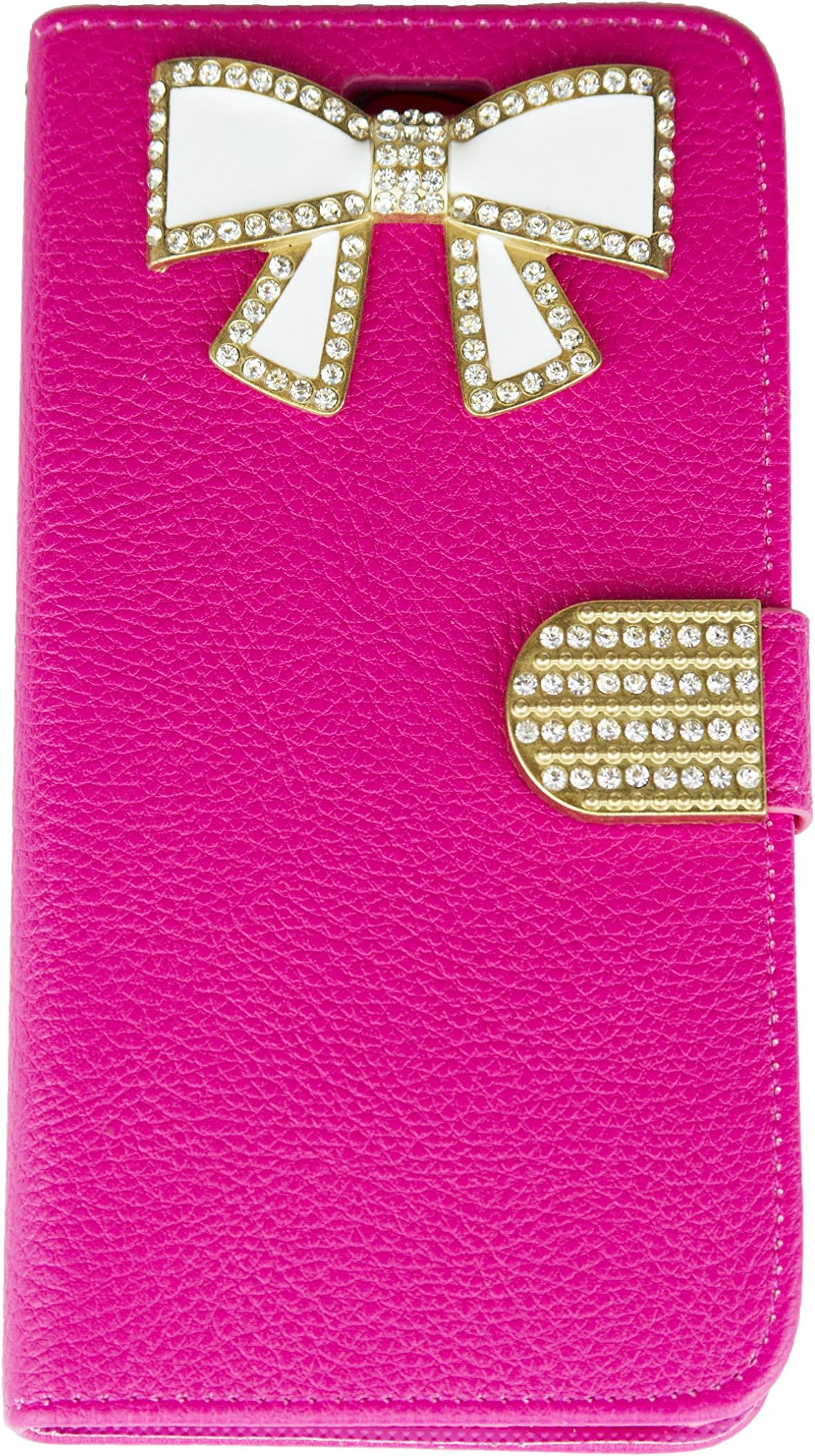 Iphone 6 Plus Case, Case For Iphone 6s Plus, Flip Wallet Case For Iphone 6 Plus (Hot Pink Bow Tie)