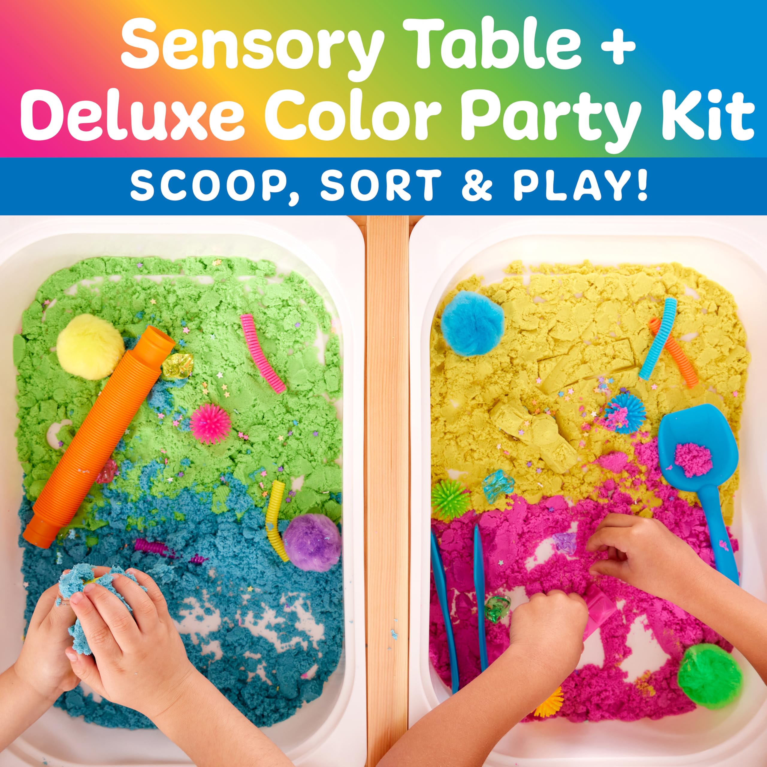Creativity for Kids Sensory Table with 29-Piece Color Party Accessory Kit | Indoor Toddler Activity Table with Bins | Easy-Clean Design for Sand, Water & Crafts | Educational & Fun (Ages 3+)