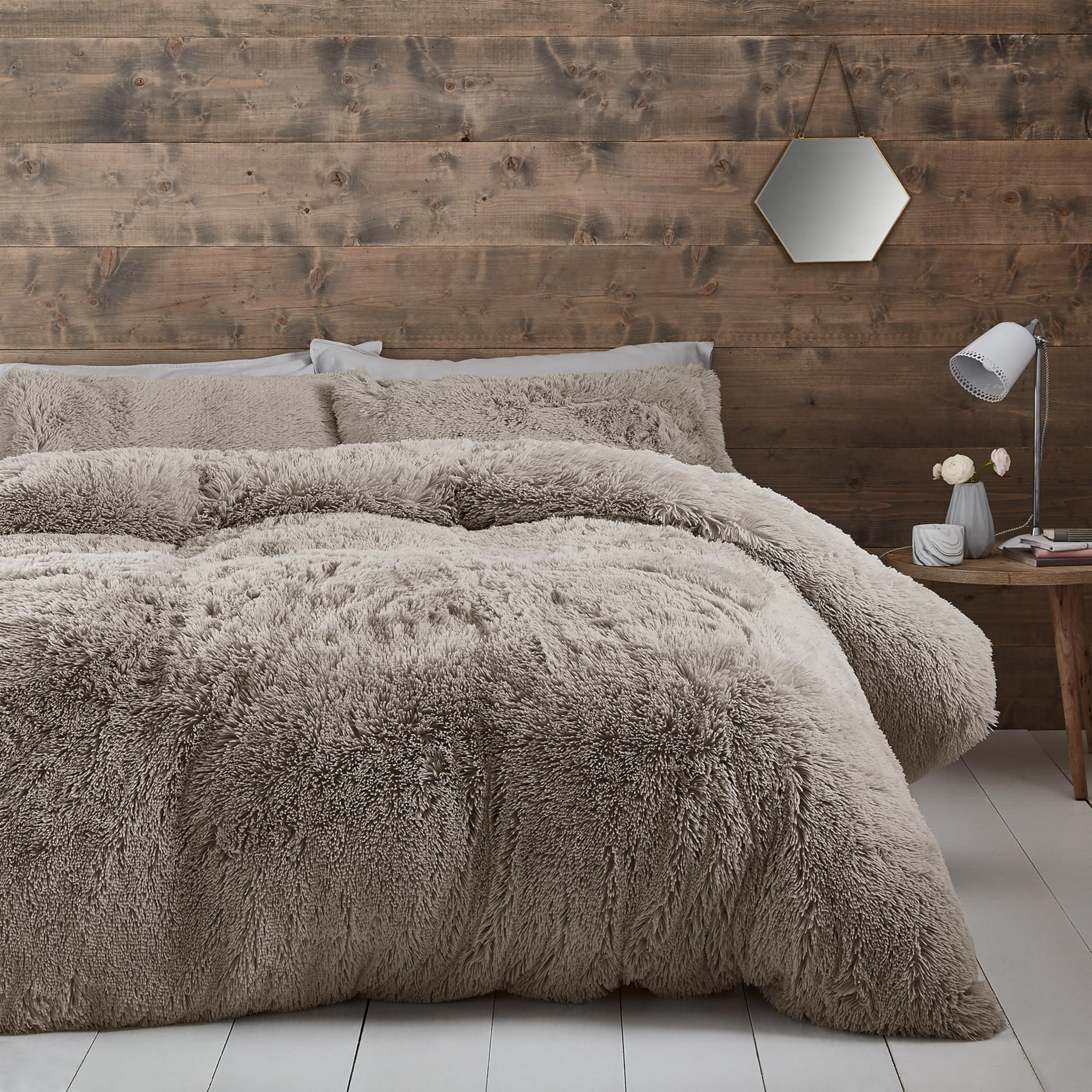 Catherine Lansfield Cuddly King Duvet Set Natural