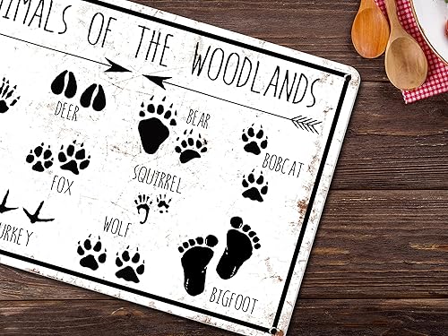 Miniatura 5 de Carteles de metal con guía de campo de pistas de animales, tabla de conocimientos educativos, póster para niños, sala de estar, granja, aula,