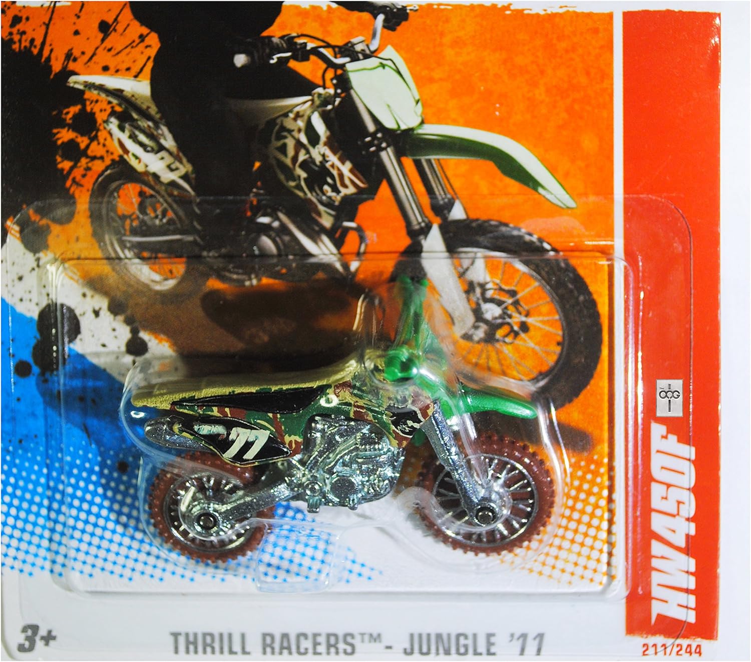 Hot Wheels 2011 Thrill Racers Jungle HW450F Dirt Bike Dirtbike Motorcycle Camo Camouflage