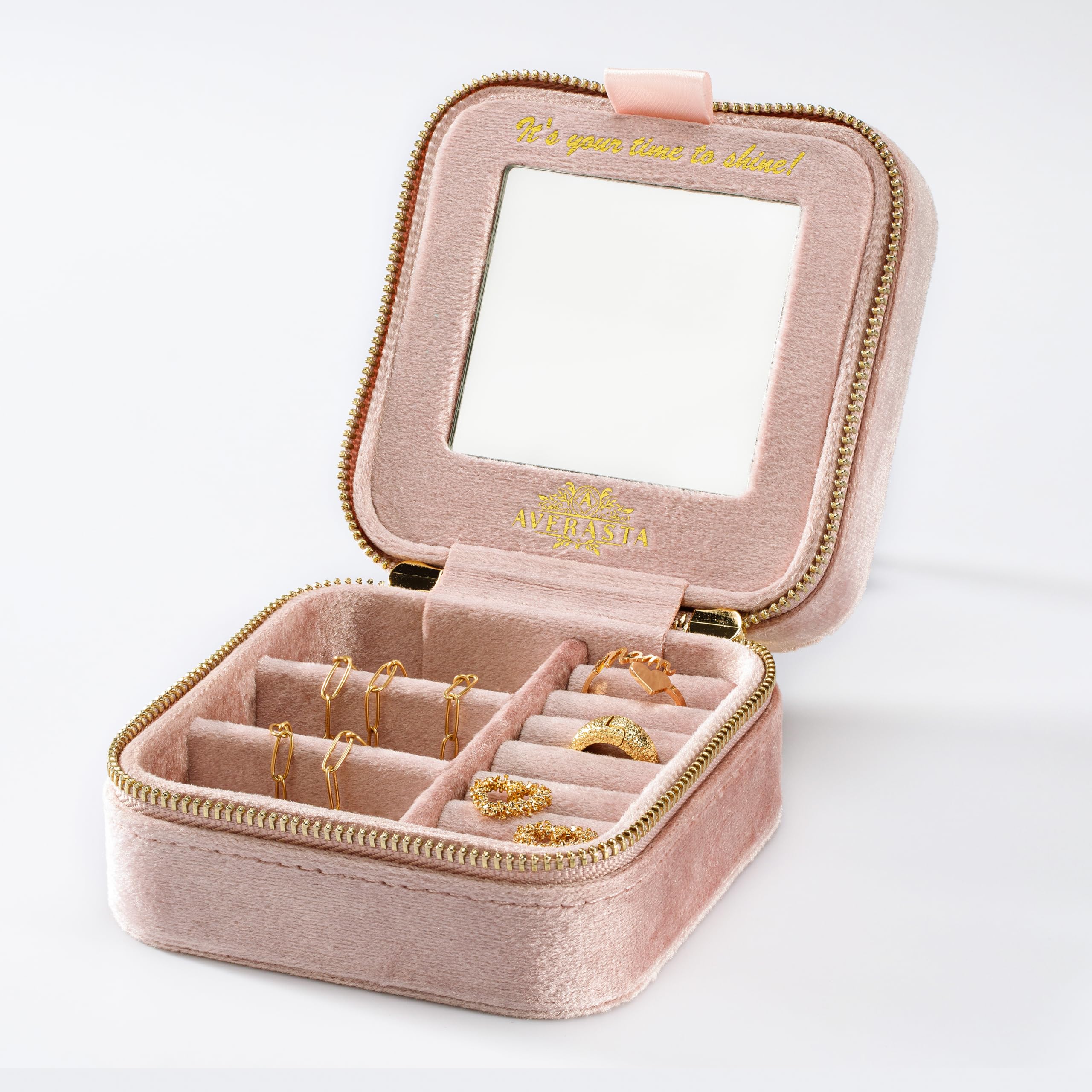 Luxury Plush Velvet Jewelry Box - Travel Jewelry Case Organizer - Small Travel Jewelry Box - Gifts for