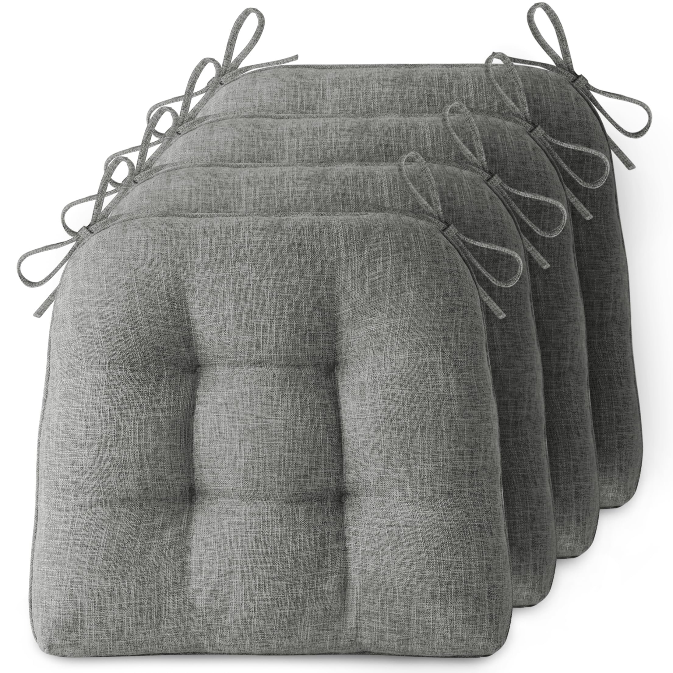 FlyGulls 4 Pack Seat Cushions for Dining Chairs 40 x 40 x 10cm Grey