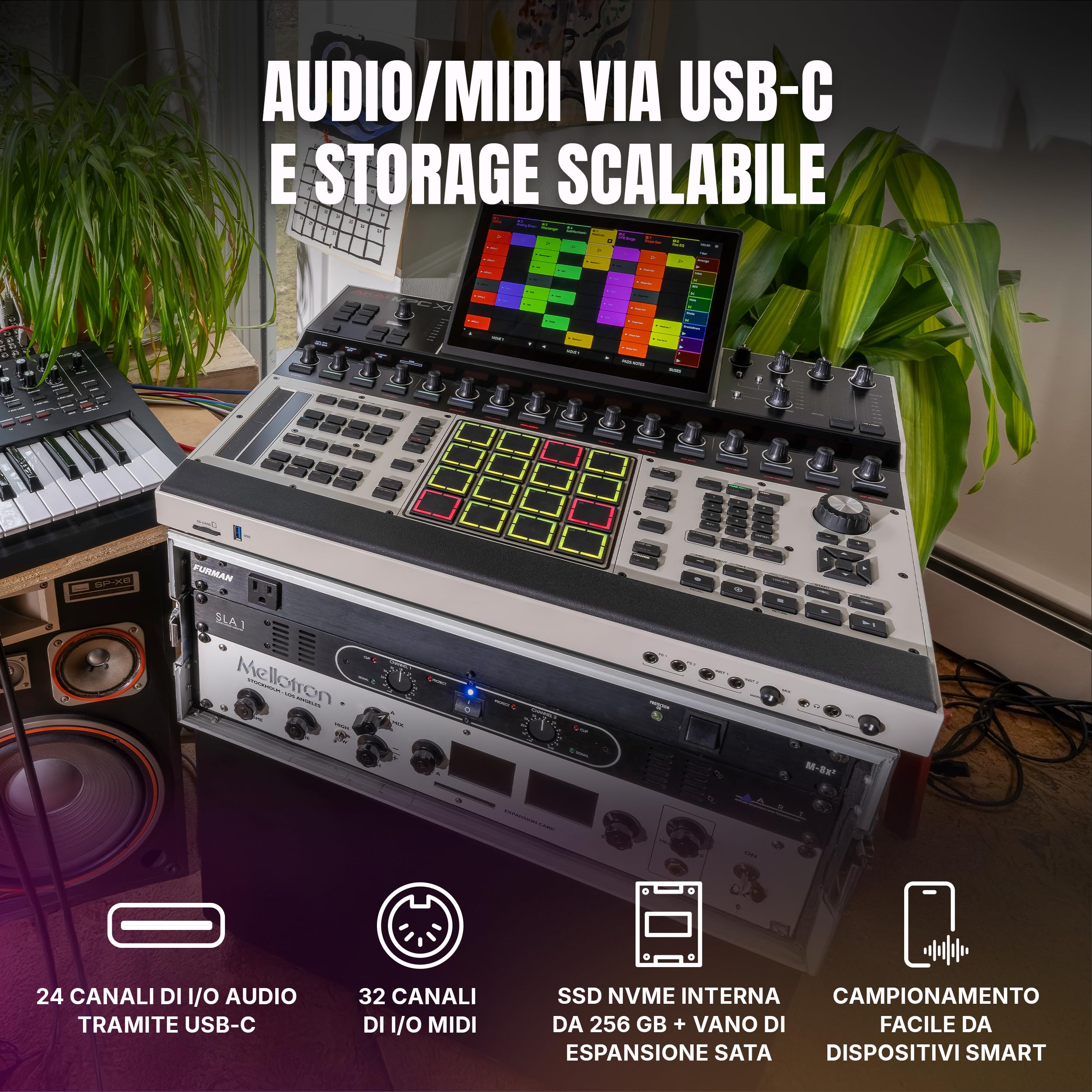 Akai Professional MPC XL Centro di Produzione Musicale | Standalone, Pad MPCe, Touchscreen, CPU 8-Core, 16GB RAM, 256GB SSD, per Campionamento, Sequencing e Produzione Musicale