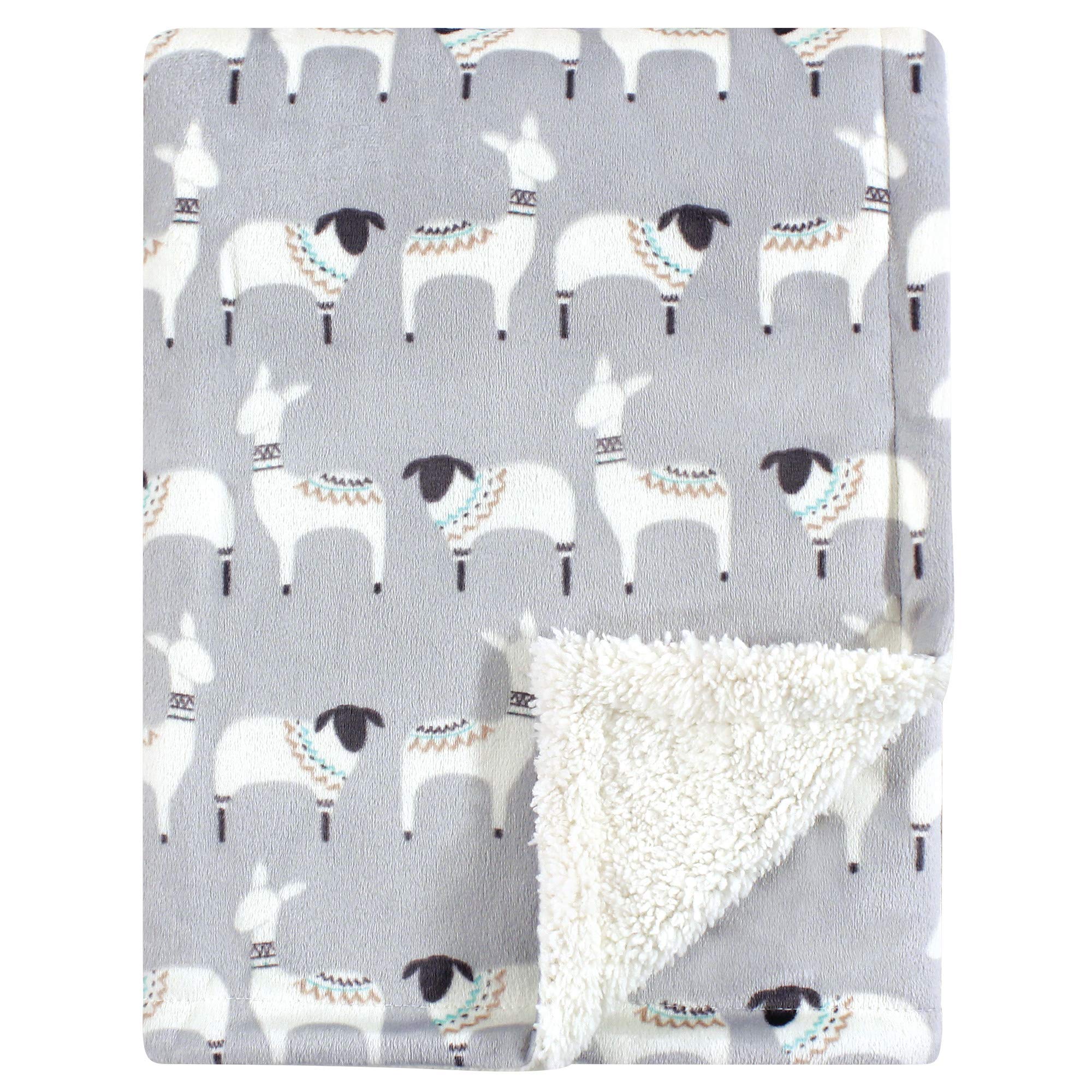 Hudson Baby Unisex Baby Plush Mink and Sherpa Blanket, Aztec Llama, One Size