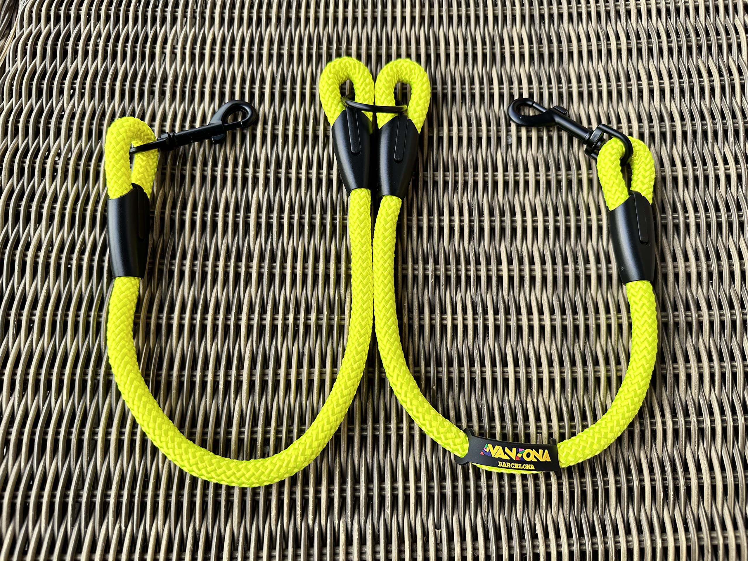 Guinzaglio Doppio Per Cani - Corda Paracadute Spagnola, Per Due Cani Piccoli/Medi/Grandi, Nero - Foto 5